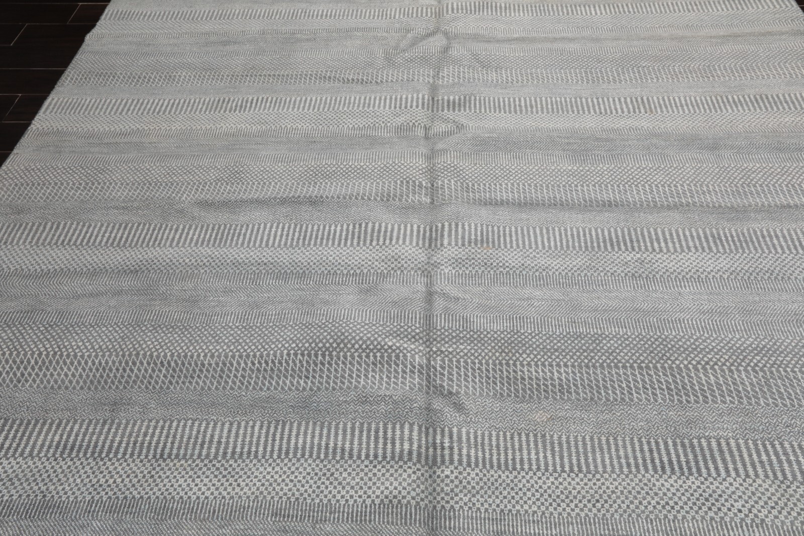 Designer Hand Knotted 100% Wool Modern Tibetan Area Rug Gray, White 8’2″ x 10’1″