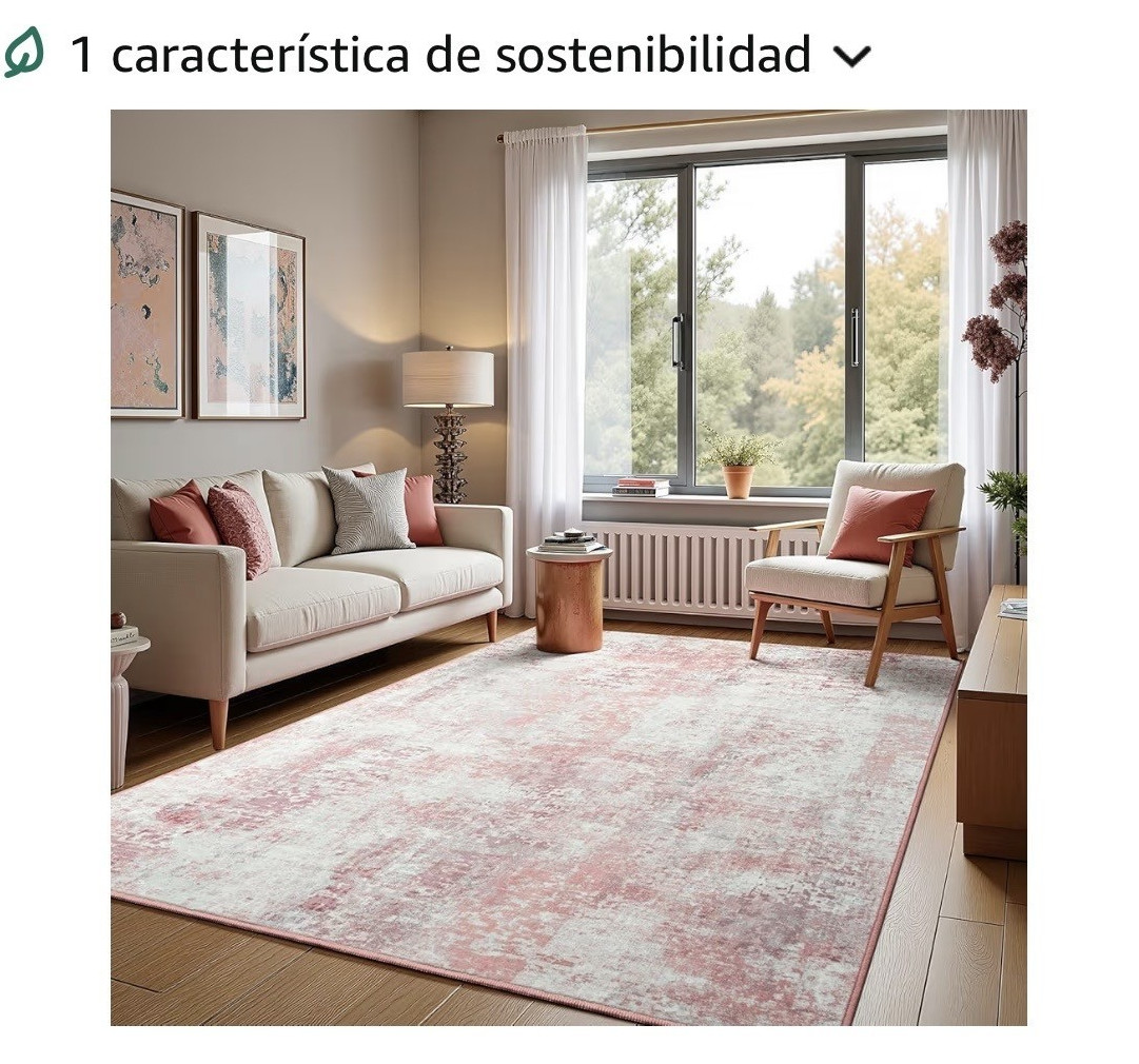 Pink/White Abstract 5×7 ft Area Rug, Machine Washable Non-Slip, Polyester