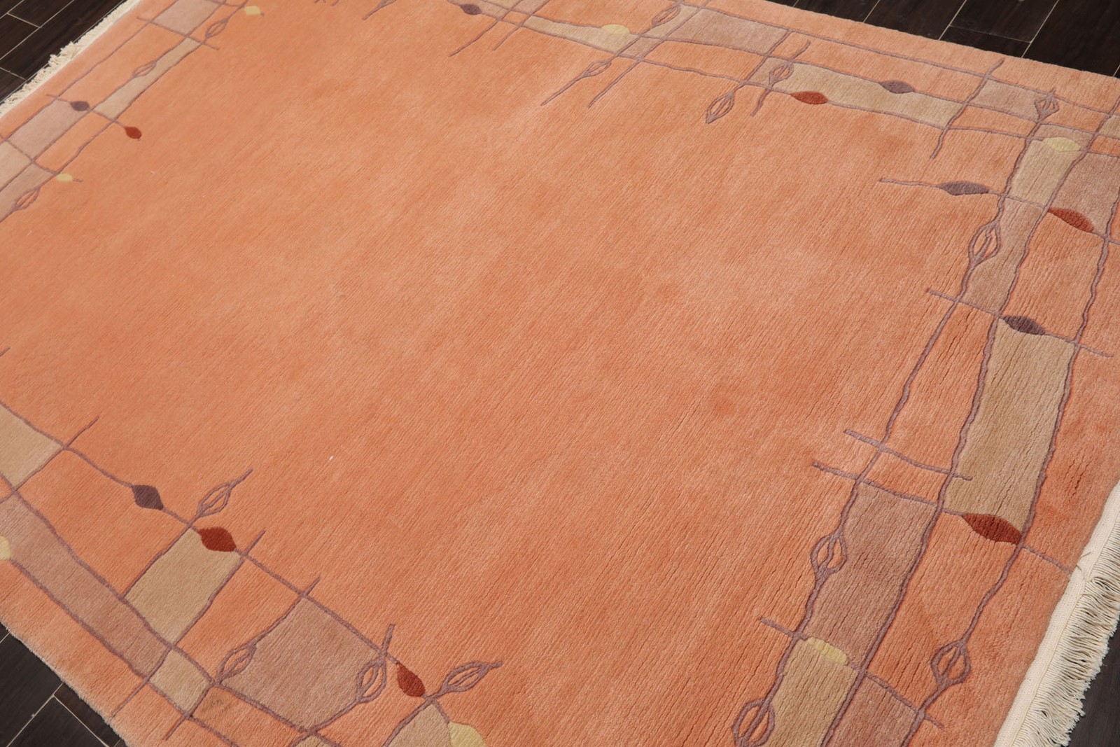 5’8”x7’10” Hand Knotted New Zealand Wool Blush Tibetan Art Deco Rug