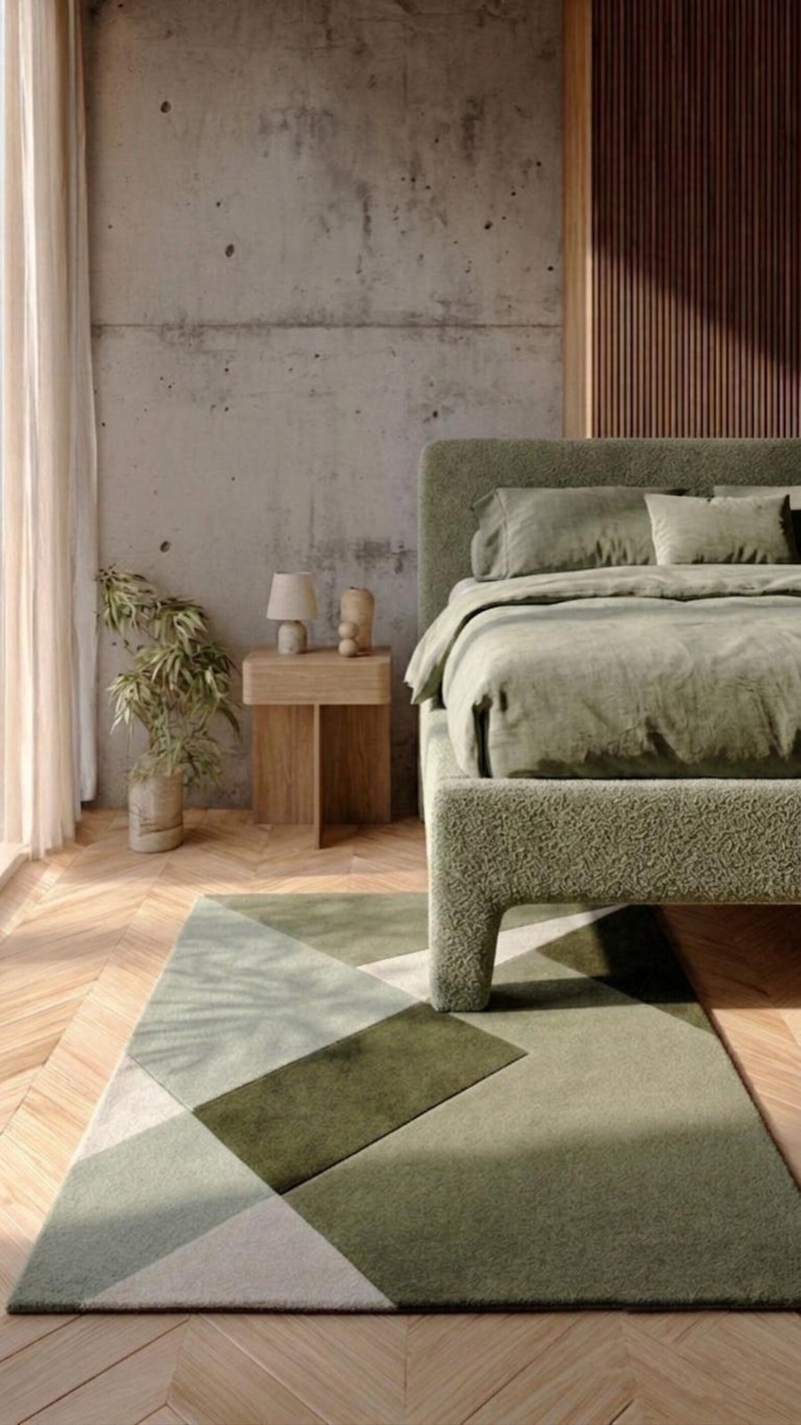 Geometric Abstract Pattern, Sage Green and Cream Wool, Modern Minimalist Decor,
