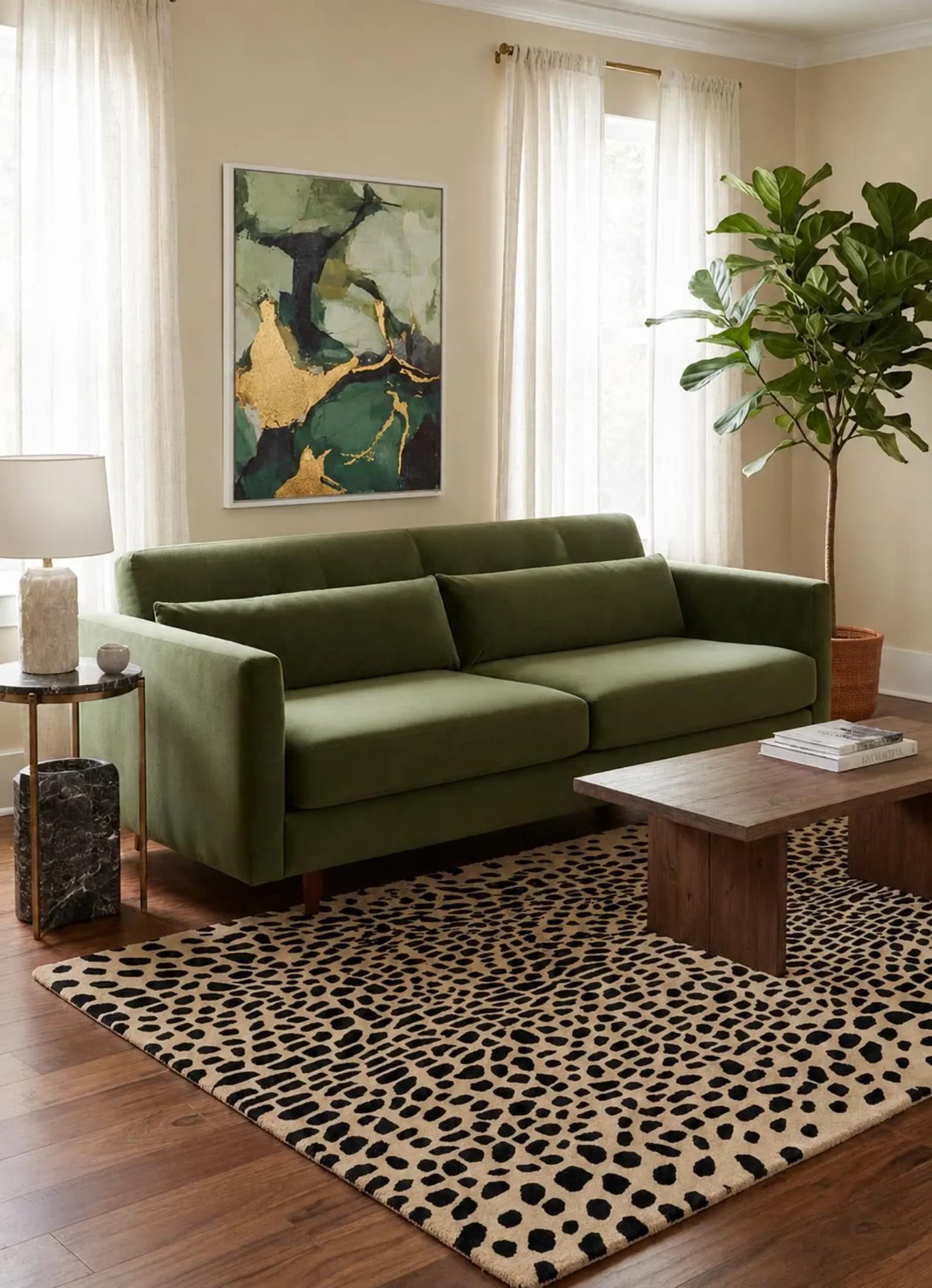Hand Tufted NZ Wool Area Rug Leopard Print Rug, Modern Safari Carpet 8×10