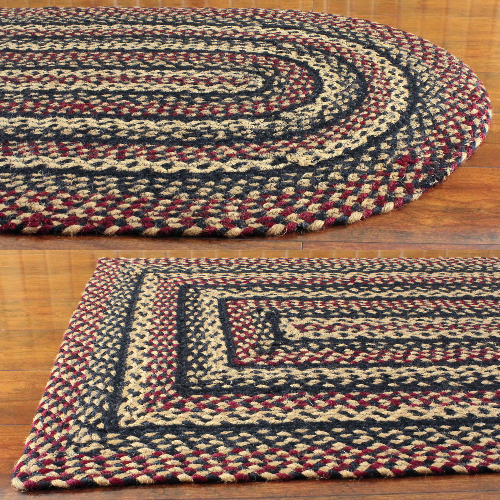Blackberry Braided Area Rug By IHF Rugs. Oval & Rectangle. Many Sizes.