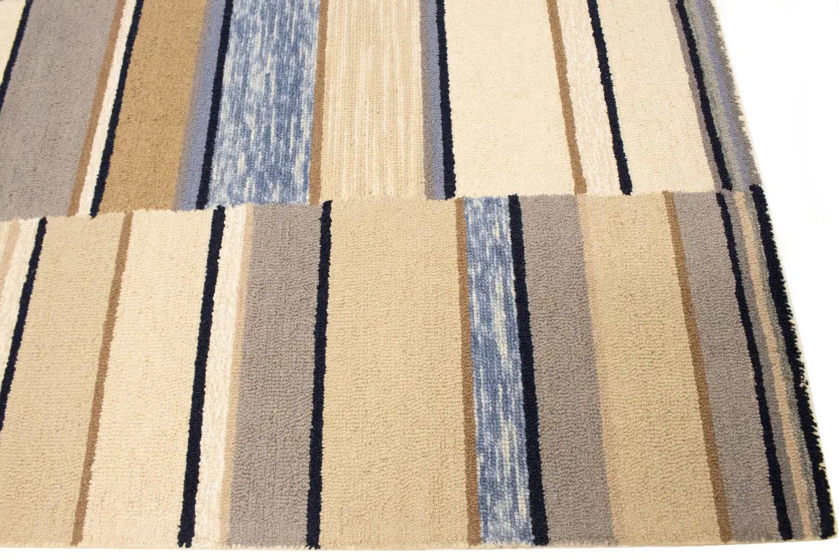 5×8 Hand-Tufted Modern Wool Rug Carpet with Multicolored Stripes Design