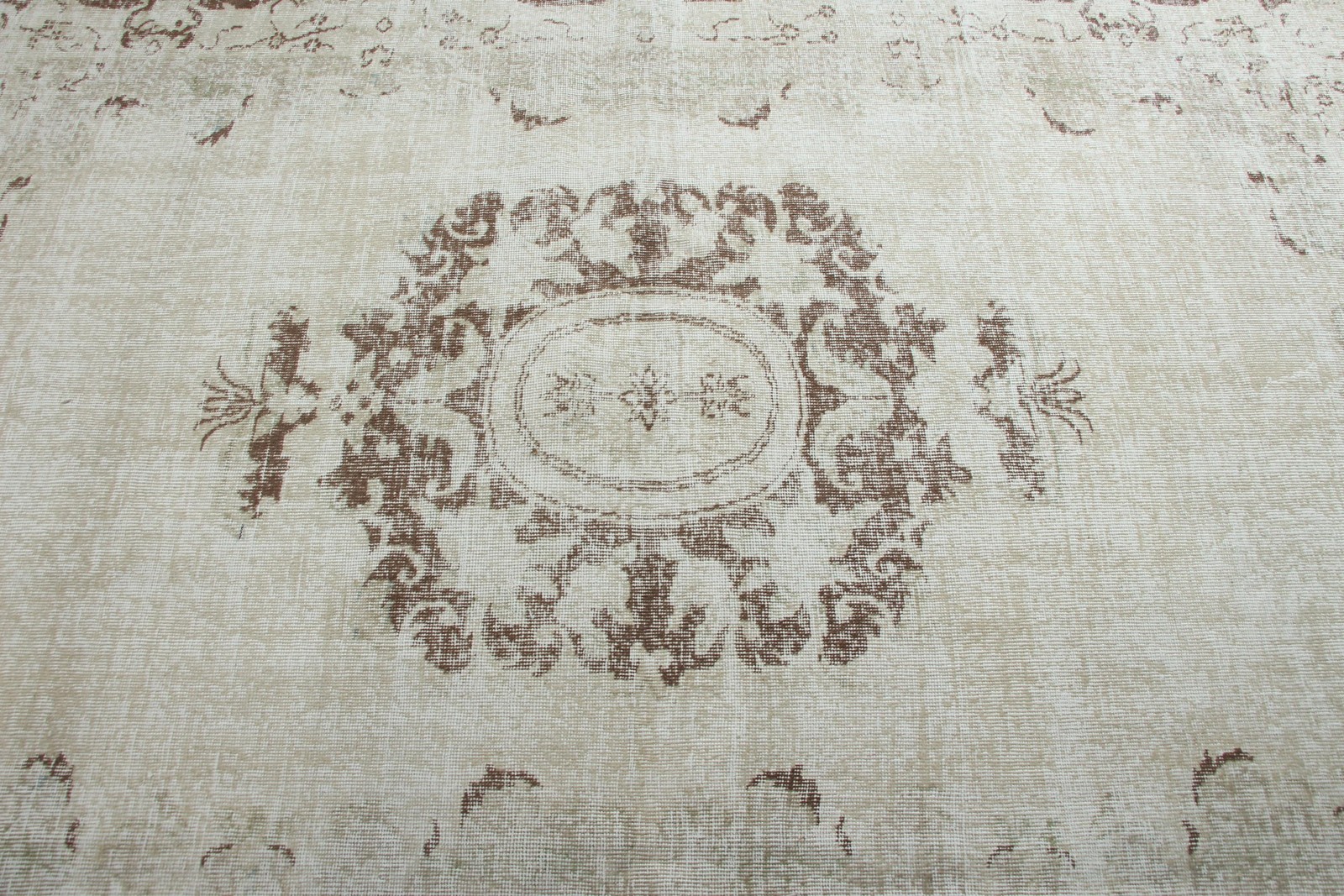 Vintage Turkish Rug, 6,1×8,6 ft Large Rug, White Brown Moroccan Rug