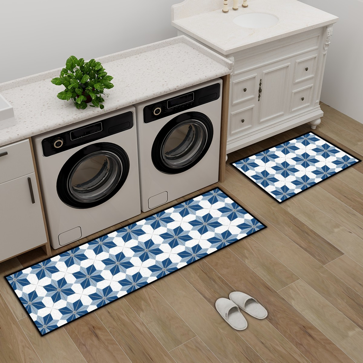 Set Kitchen Area Rug Vivid Color Printed Kitchen Rug Machine Washable Non-Slip
