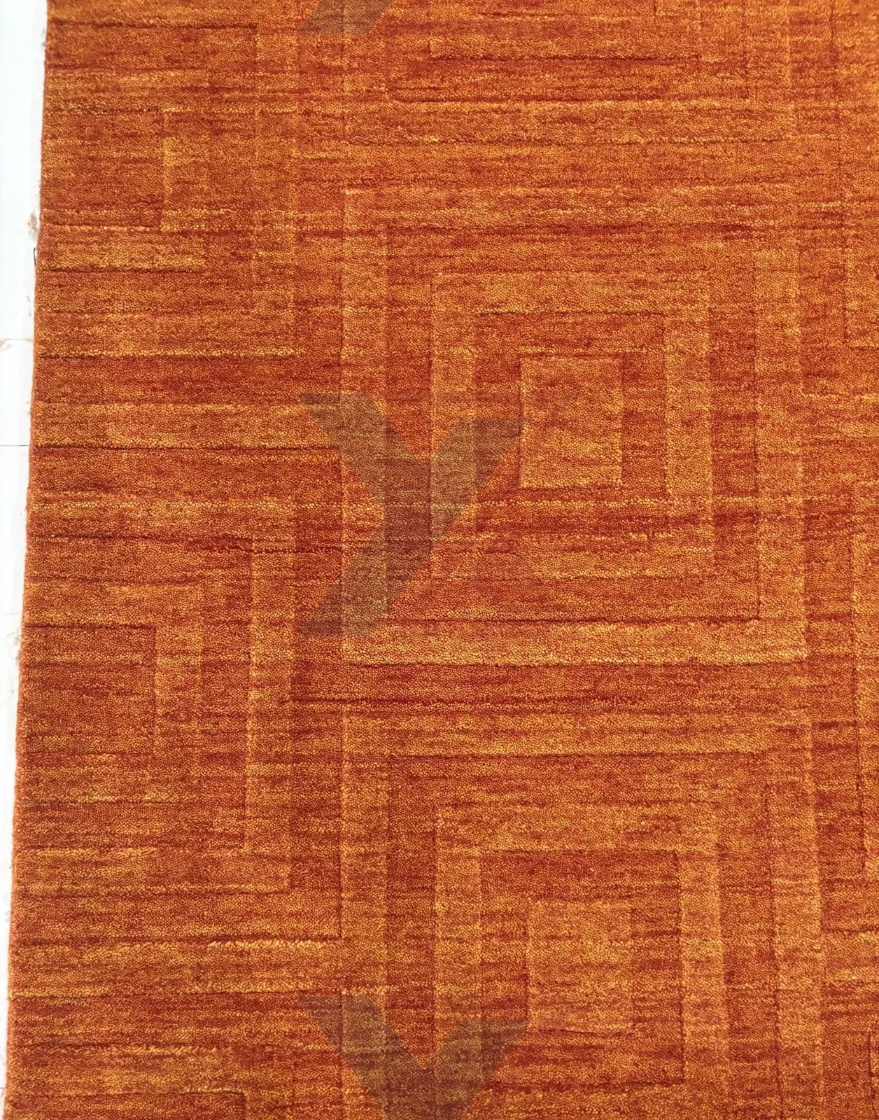 Handloom Rust Orange Rug – Modern Geometric Area Rug – Minimalist Handwoven Rug