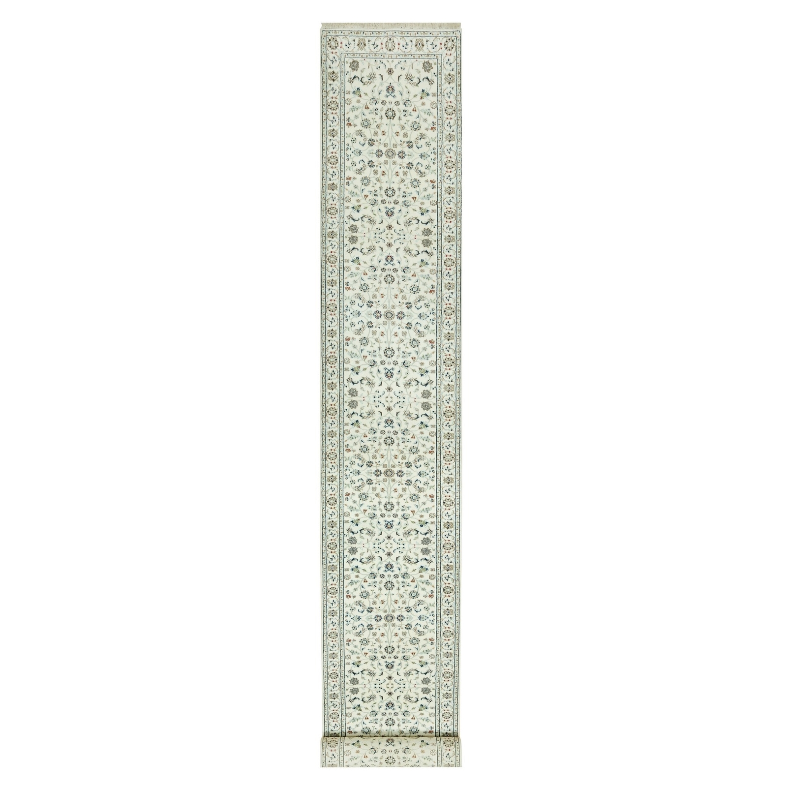 2’10″x19’10” Origami White Hand Knotted Nain Design Wool XL Runner Rug R90614