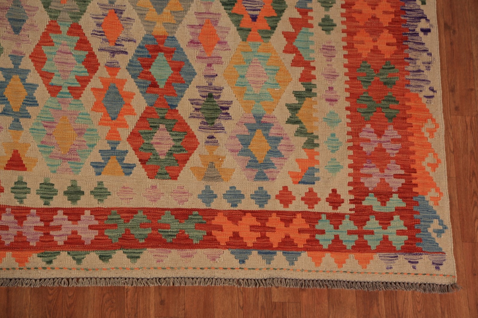 Palace Size Kilim Oriental Rug 10×17 Geometric Wool Flat-weave Geometric Carpet