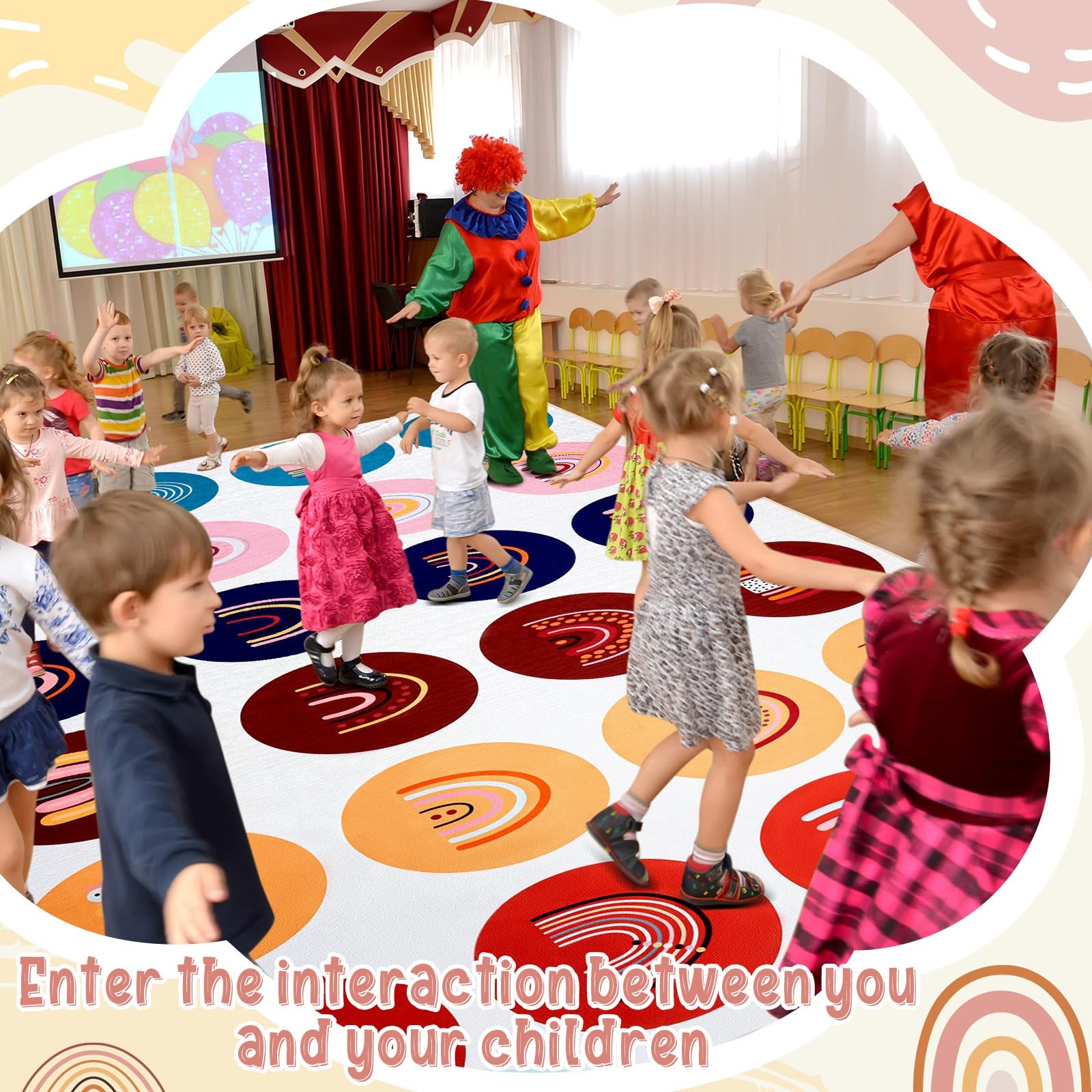 Moucuny 6.5 x 11.5 ft Large Classroom Rug Elementary, Back to School Pastel R…