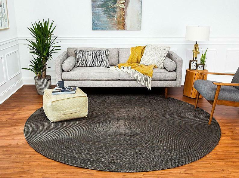 Rug Jute Natural Floors Handmade Natural Round Feet Area Carpet Reversible Rug