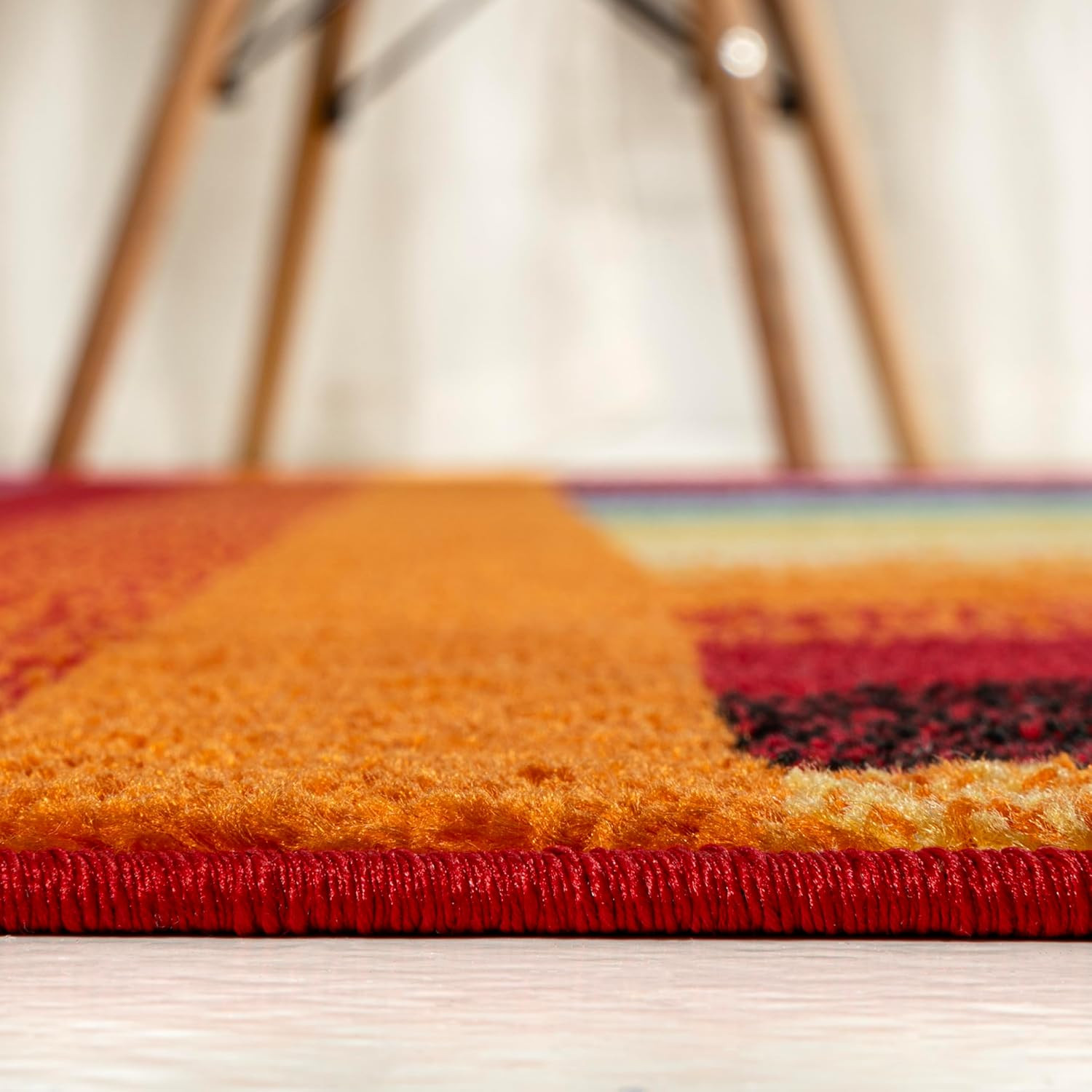 Colorful Retro Rainbow Stripe 8×10 Area Rug – Pet Friendly & Easy-Clean