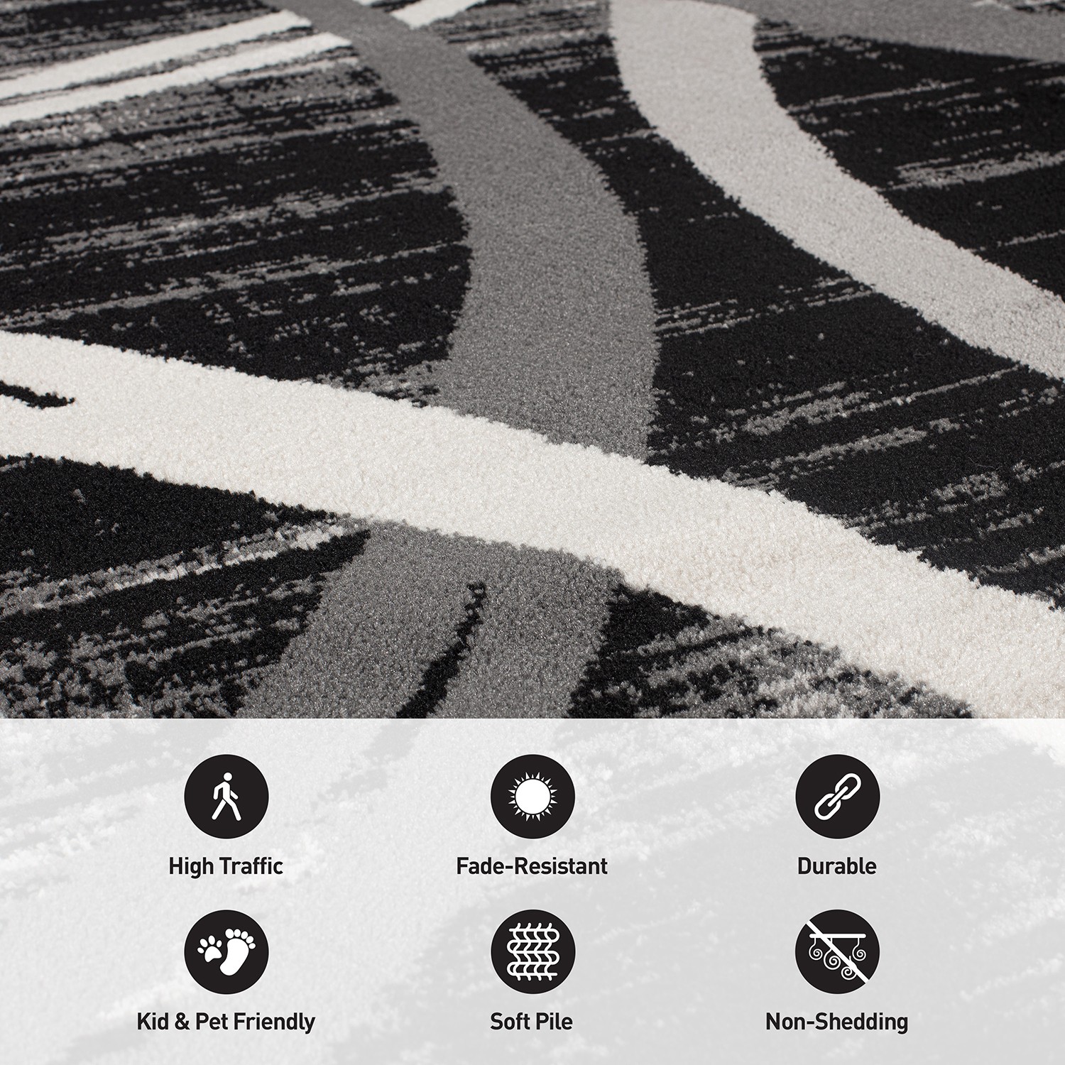 Rugshop Area Rug Modern Abstract Circles Design Rugs for Living Room Bedroom Rug