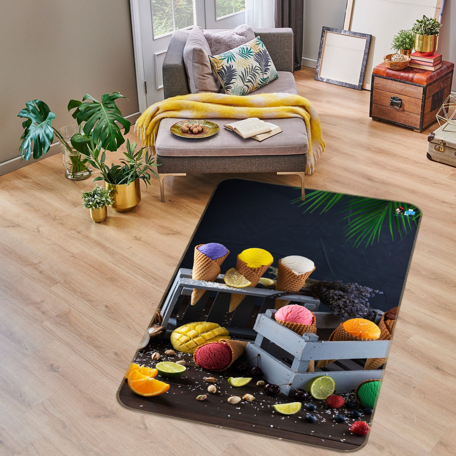 3D Mango Fruit Cones ZHUA3940 Game Non Slip Rug Mat Photo Carpet Amy