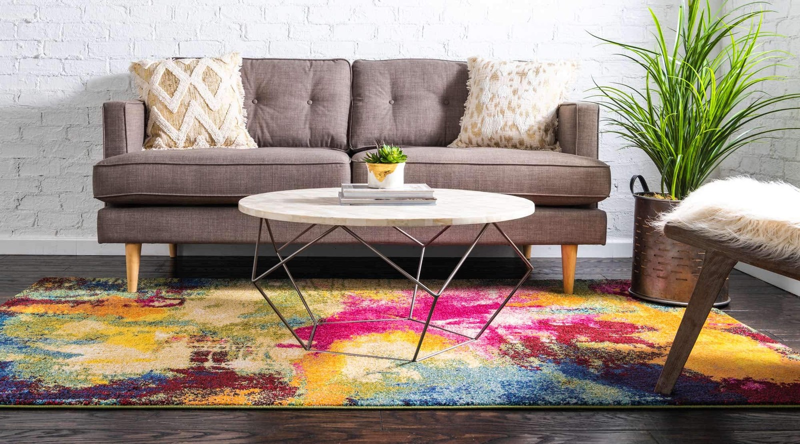 Unique Loom Estrella Collection Colorful Abstract Watercolor Modern Eclectic
