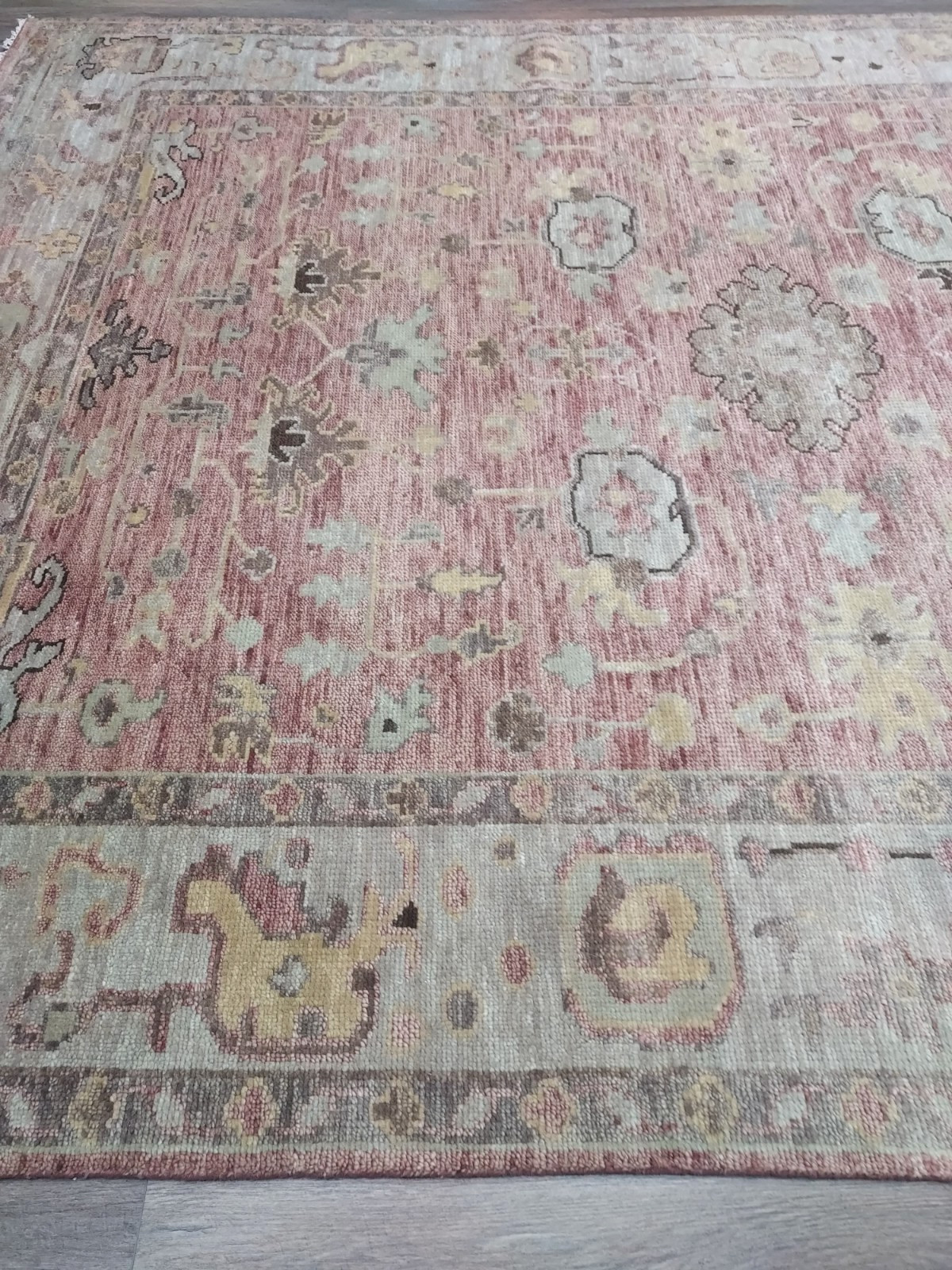 TURKISH OUSHAK RUG.MODERN MULTICOLORED AREA RUG 9×12 Ft, HANDMADE BOHEMIAN RUG