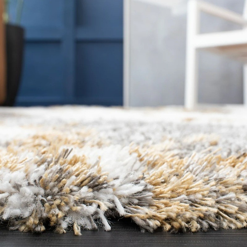 8×10 Shag Area Rug Abstract Neutral Plush Soft Modern Living Room Carpet Accent