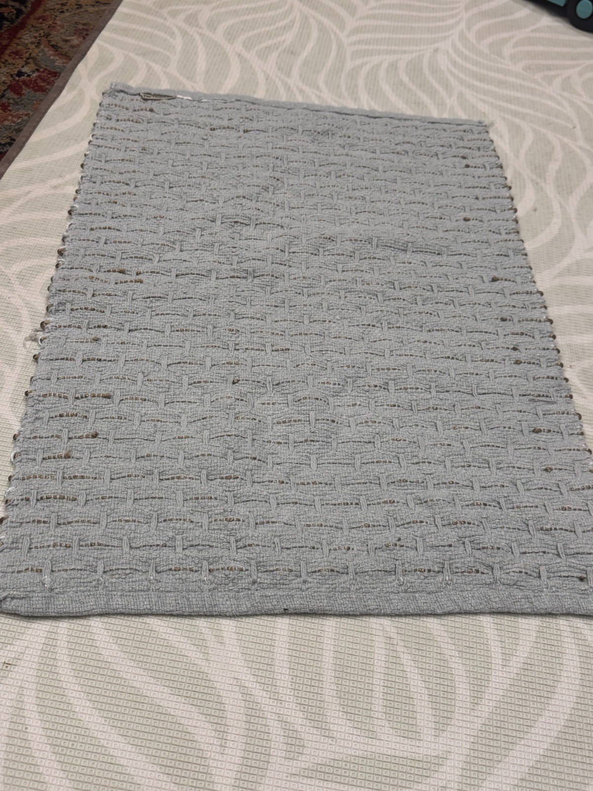 Pier 1 Rug Light Blue Metallic Gold Accent Rug Textured Woven Lattice 33×23