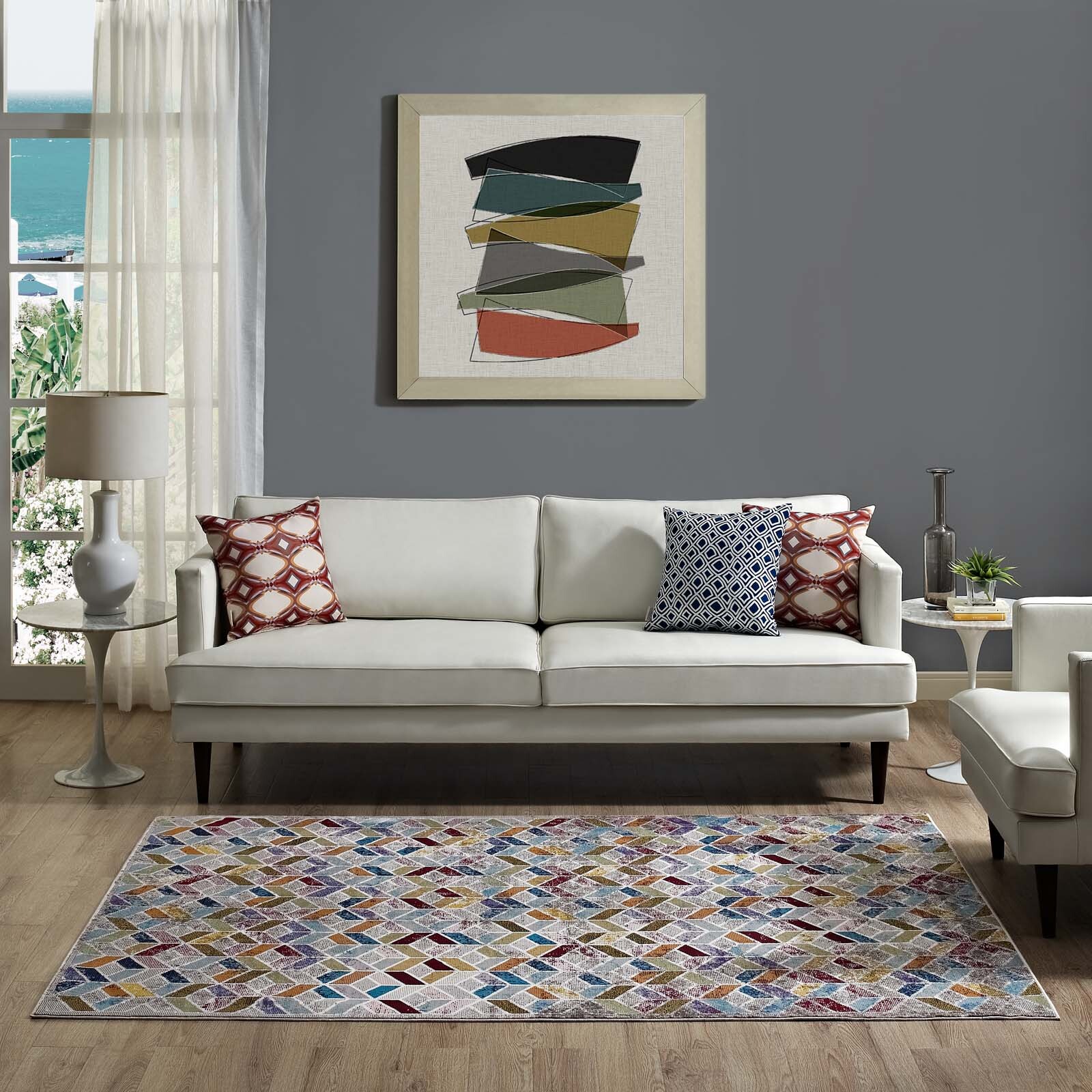 Geometric Modern Colorful Contemporary Abstract Mosaic 4×6 Area Rug