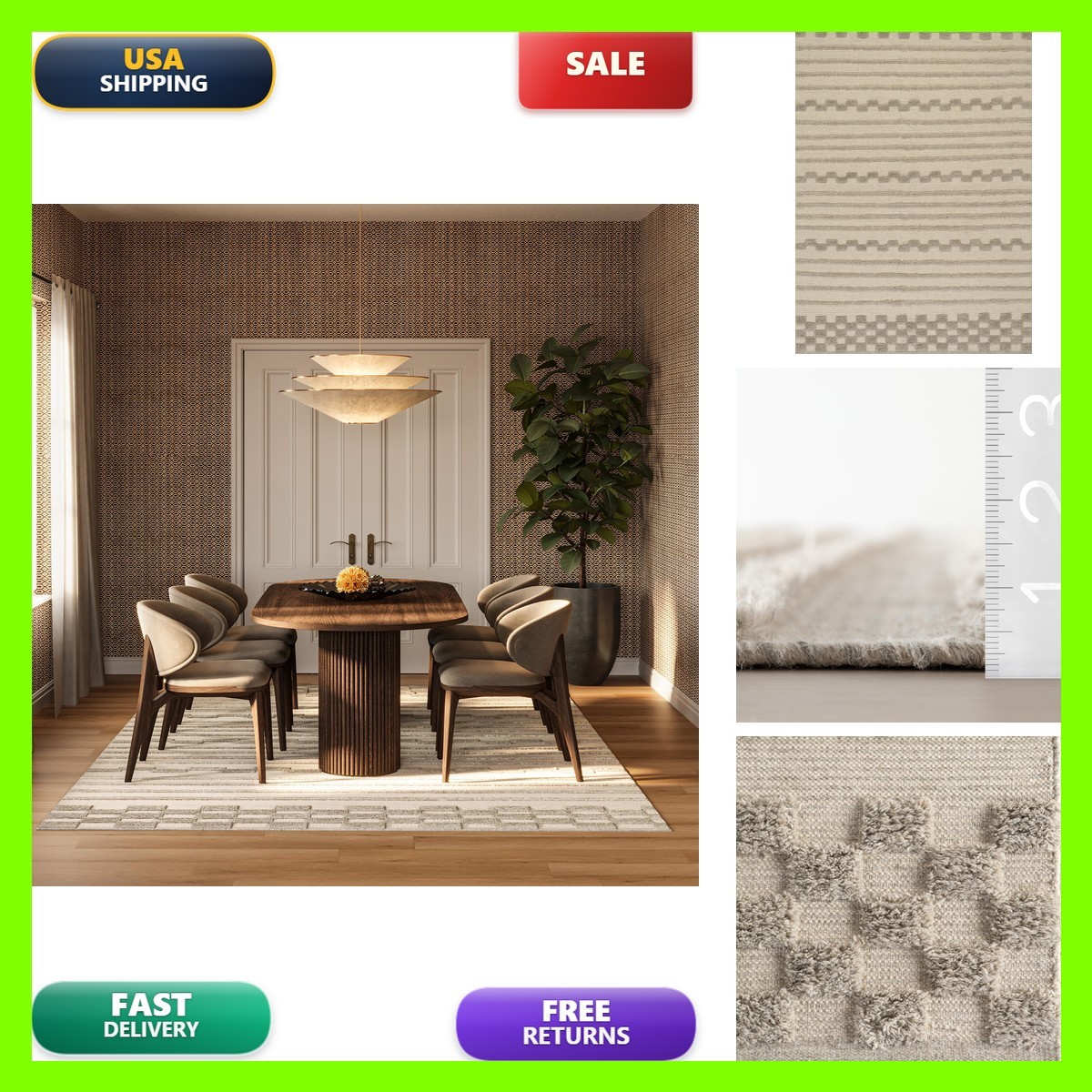 Rugs Usa X Carmeon Hamilton Checkered 3 X 5 Wool Accent Rug Living Room Bedroom