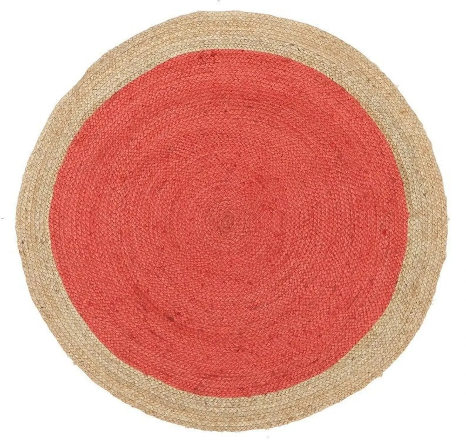 Round Braided Jute Rug, Washable Eco-Friendly Boho Carpet, Handmade Reversible