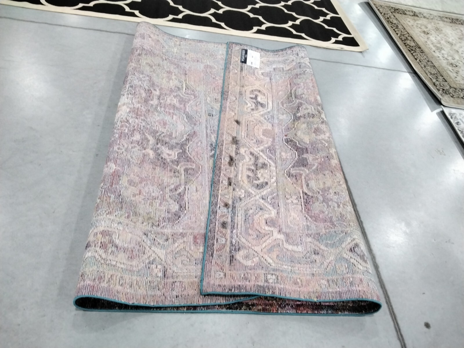 TEAL / ROSE 6′-7″ X 9′-2″ Back Stain Rug, Reduced Price 1172732433 CRS514T-6