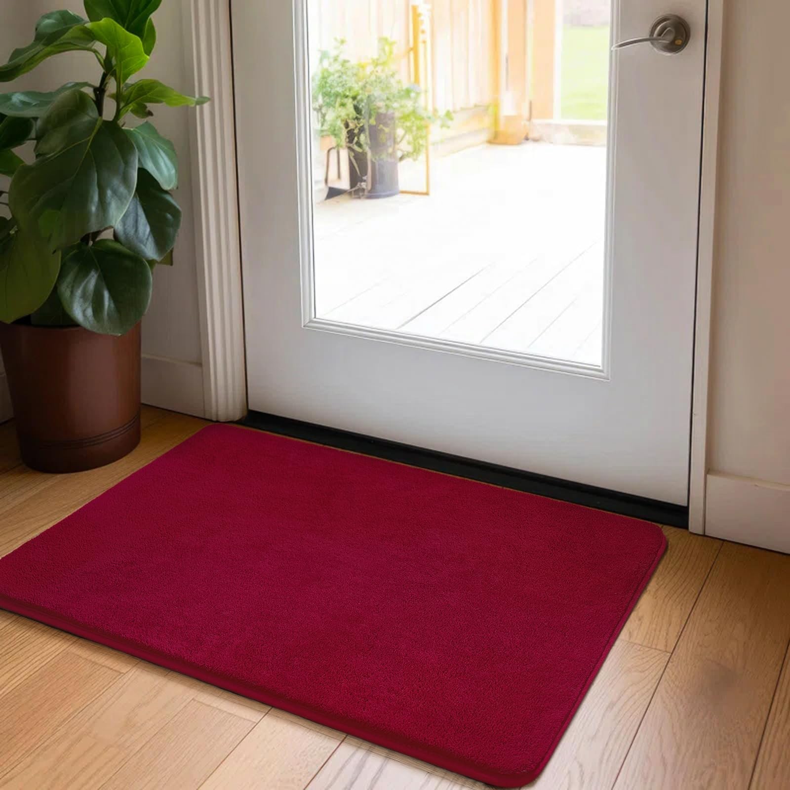 1 PCS Burgundy Thick Memory Foam NonSlip Washable Entryway Area Rug 2×3 Ft