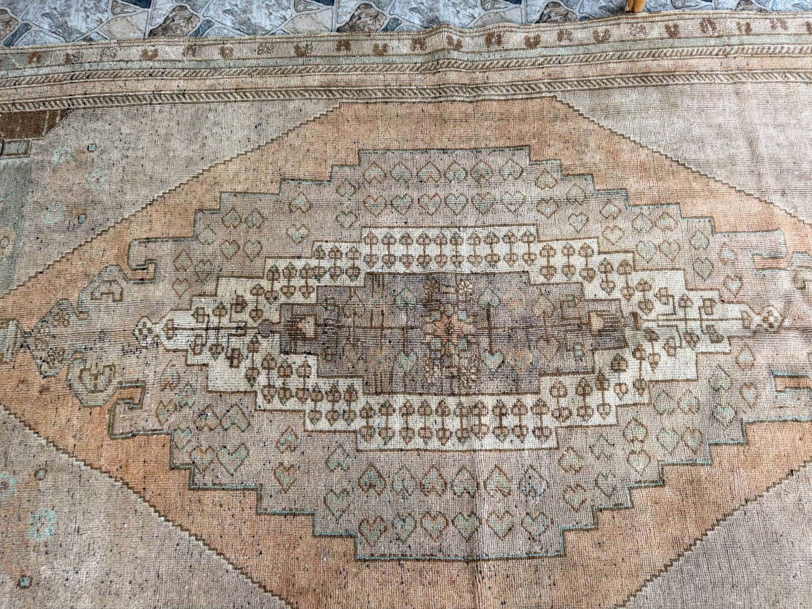 Vintage Turkish Oushak Rug Handmade Distressed Area Large Neutral Anatolian 5×9