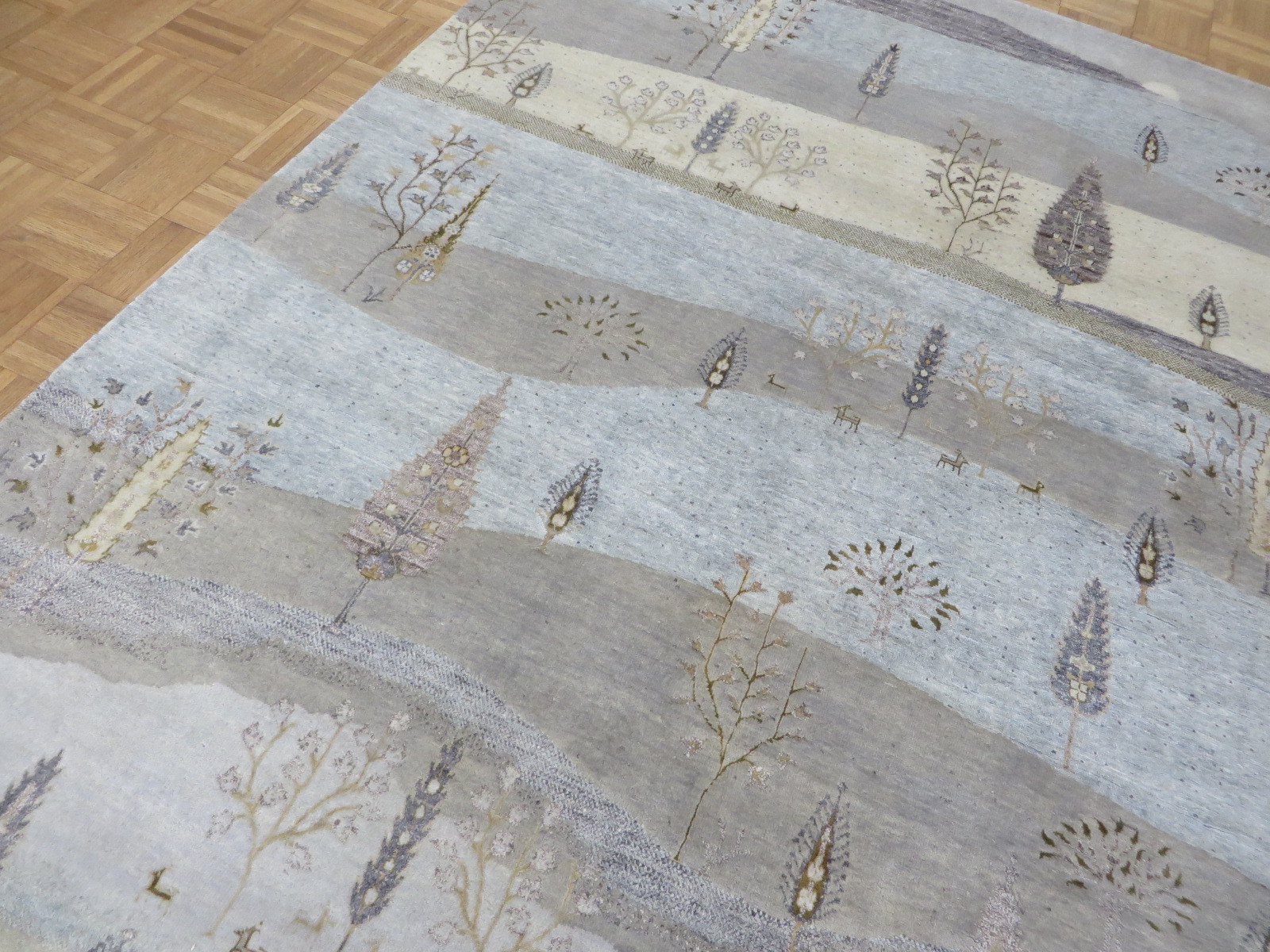 5’7 x 7’9 Hand Knotted Sky Blue Willow Tree Oriental Rug With Silk G5849