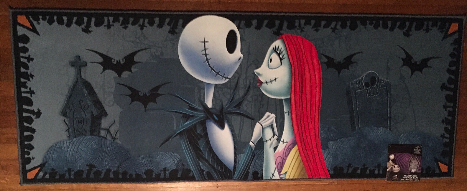Disney NIGHTMARE BEFORE CHRISTMAS JACK & SALLY RUNNER ACCENT RUG 60” X 22” NWT