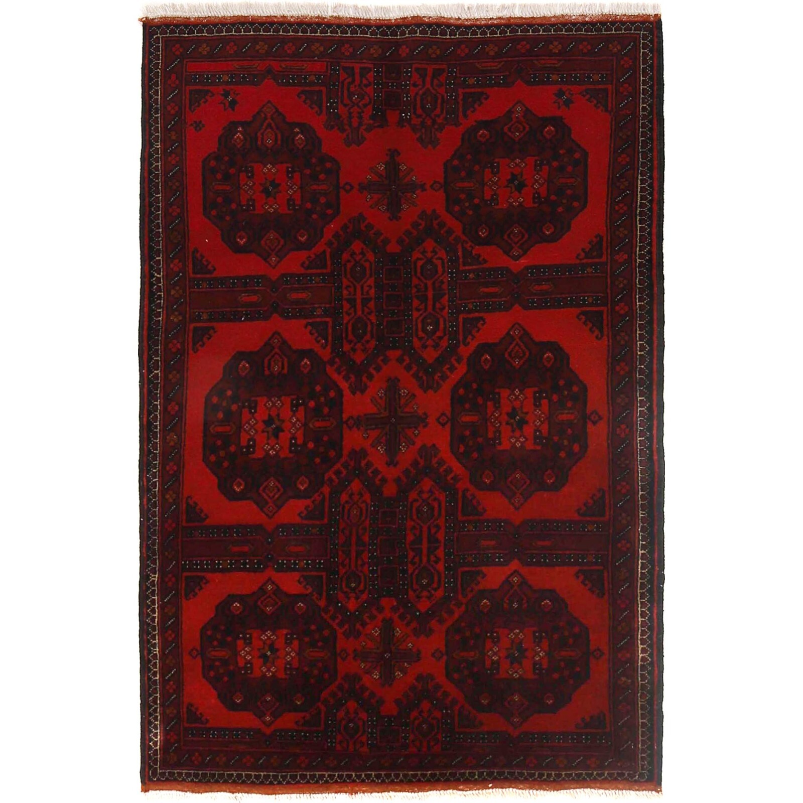 Bedroom Handmade Khal Mohammadi Tribal Area Carpet (3’4×4’10ft) Red Rug -B30056
