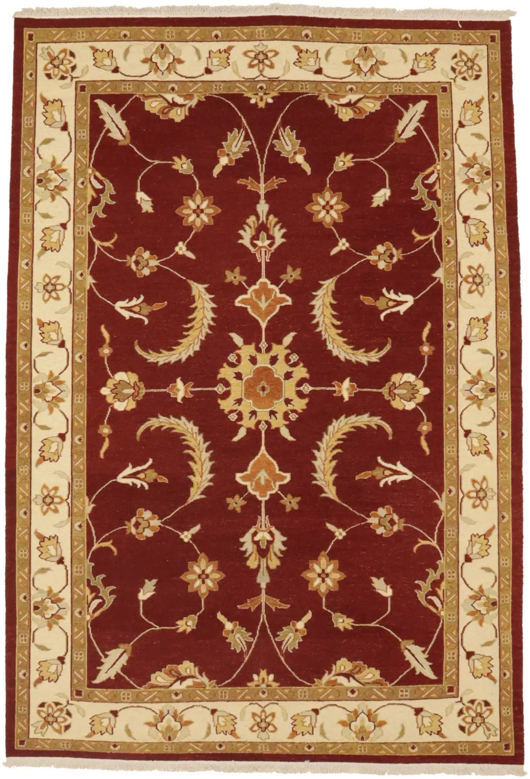 Hand-Knotted Sumak Oriental Rug Floral Partially Woven Decor Carpet 6’7X9’6 ft