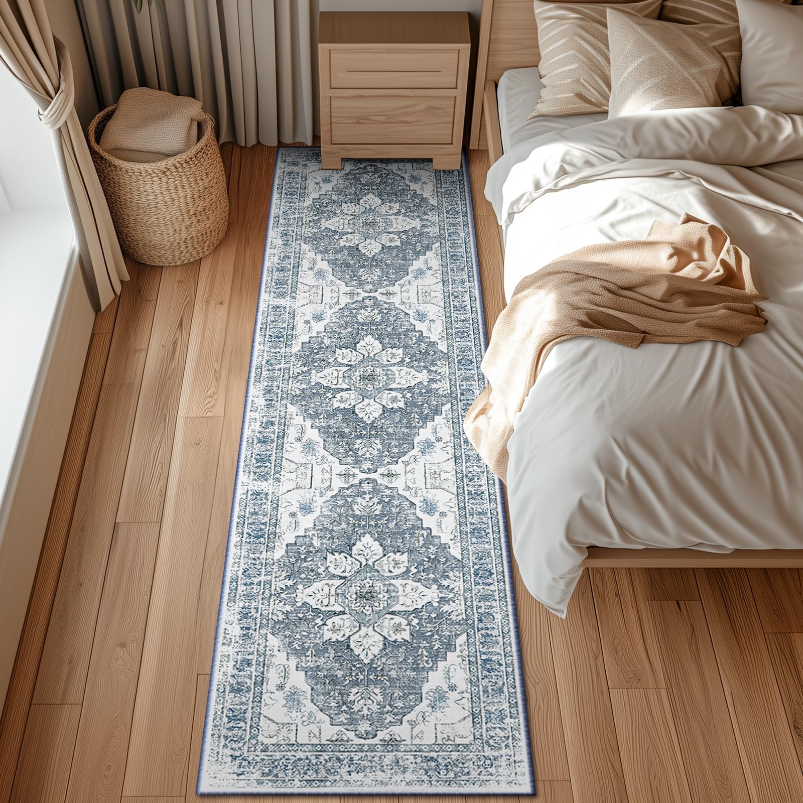Bestsweetie 2X8 Area Rug Washable Rugs For Living Room No Pile Boho Carpet For