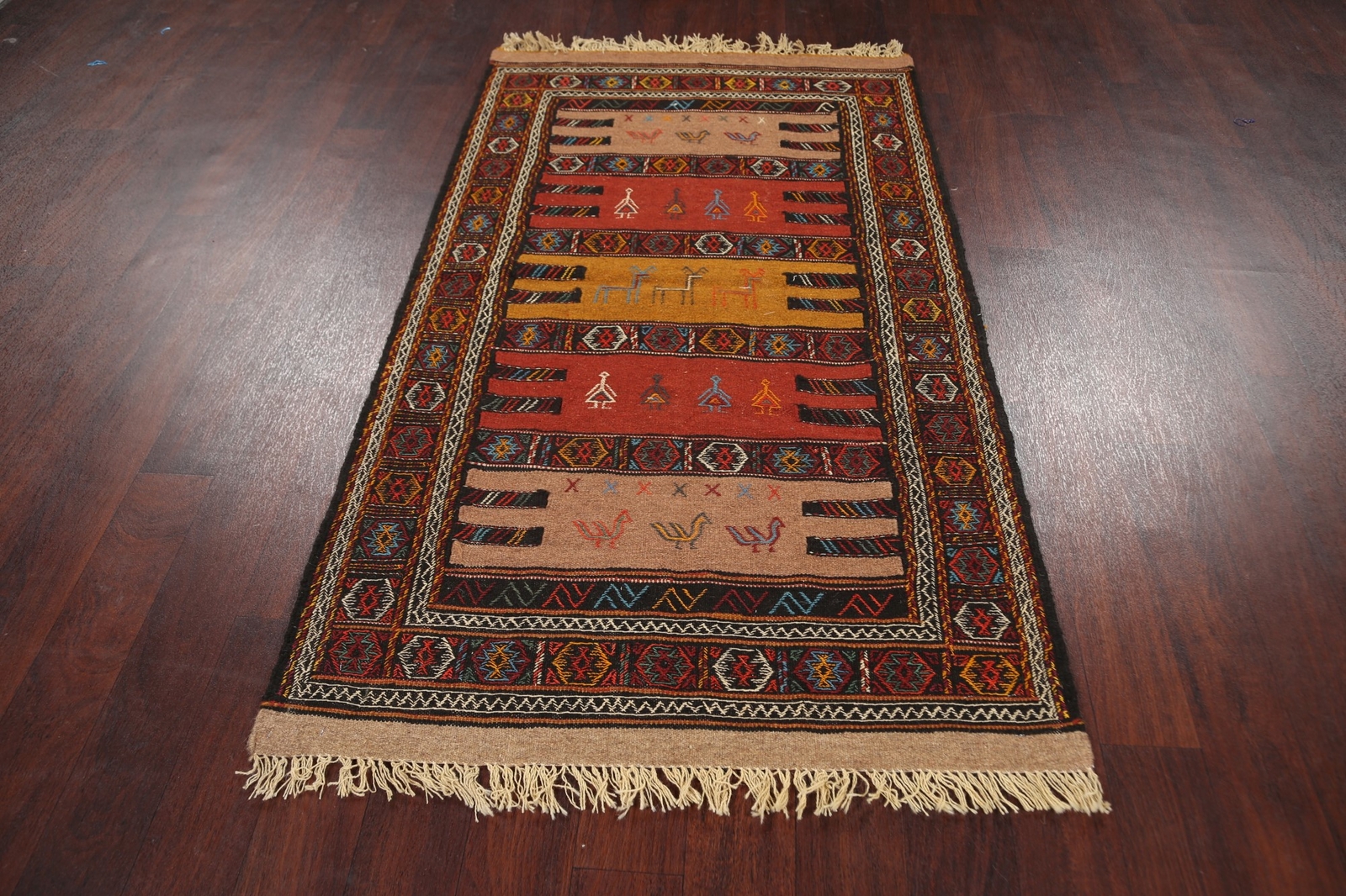 3×6 Geometric Nomad Sumak Kilim Area Rug Hand-woven Oriental Traditional Carpet