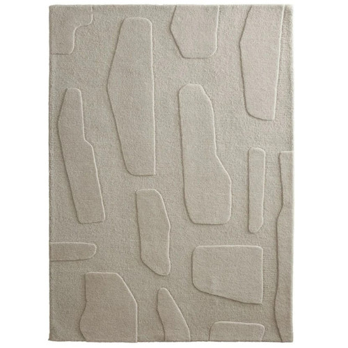 Premium Handmade Wool Area Rug, Hand Tufted Beige Wool Carpet for Bedroom Rug