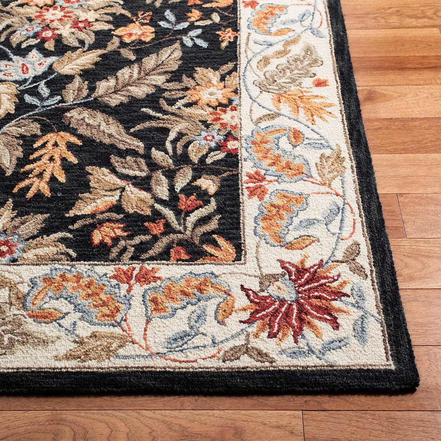 Chelsea Collection Hand-Hooked Wool Accent Rug – 3’9″ x 5’9″, Black
