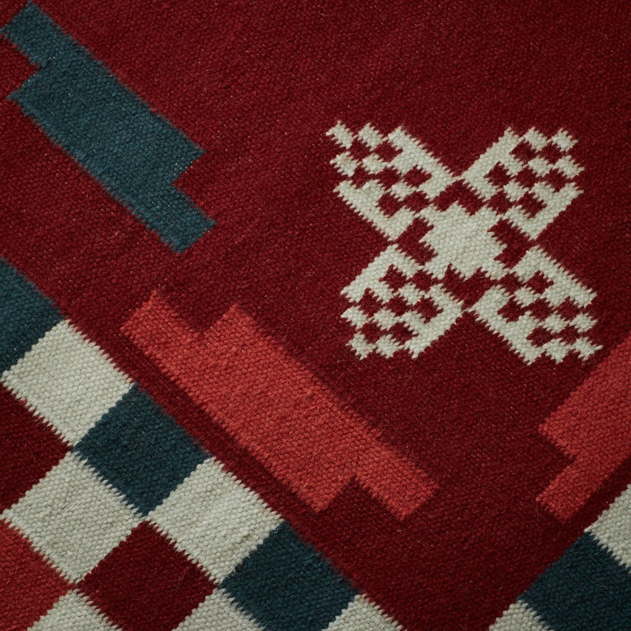 Antique Scandinavian Swedish Kilim Tile Handmade Flat weave Boho Large Area Rug