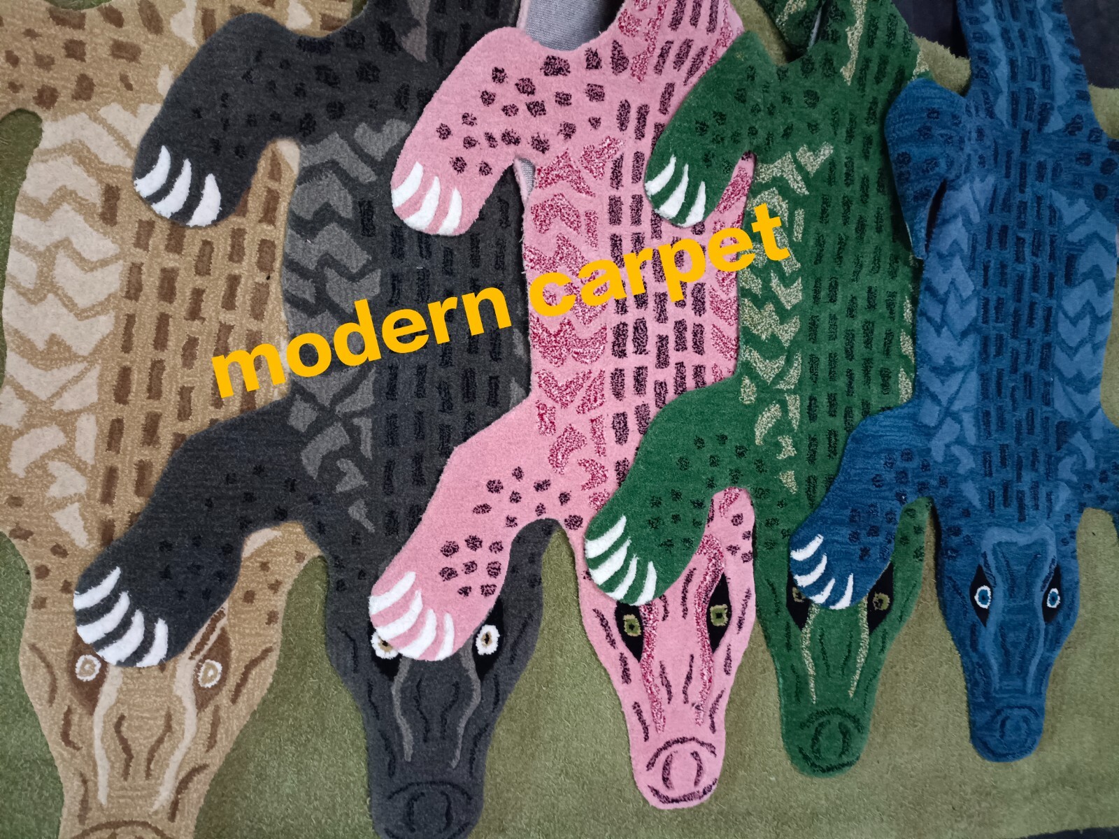 Crocodile Rugs 3×5 Feet Handmade 100% Woolen Hand Tufted For Home Decoration