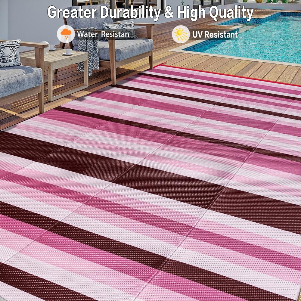 8×10 Waterproof Outdoor Rug Plastic Straw Reversible Washable Floormat
