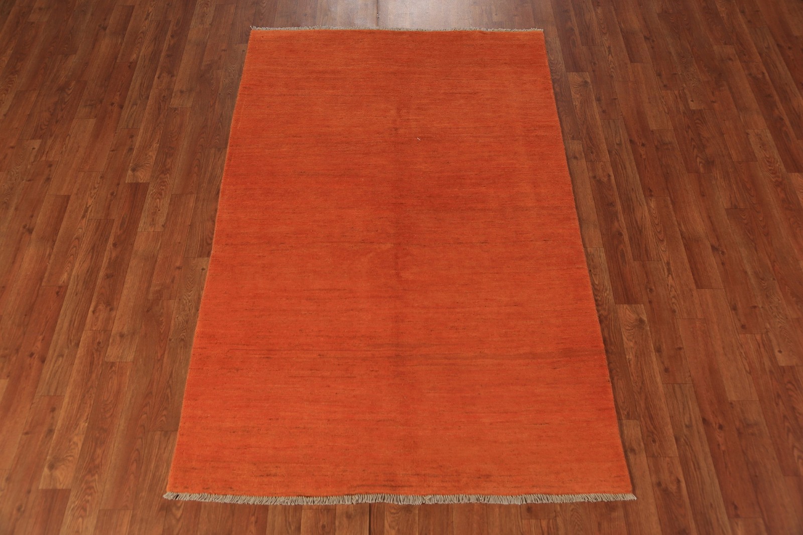 Orange Wool Handmade Modern Rug 4×6 Solid Contemporary Oriental Carpet