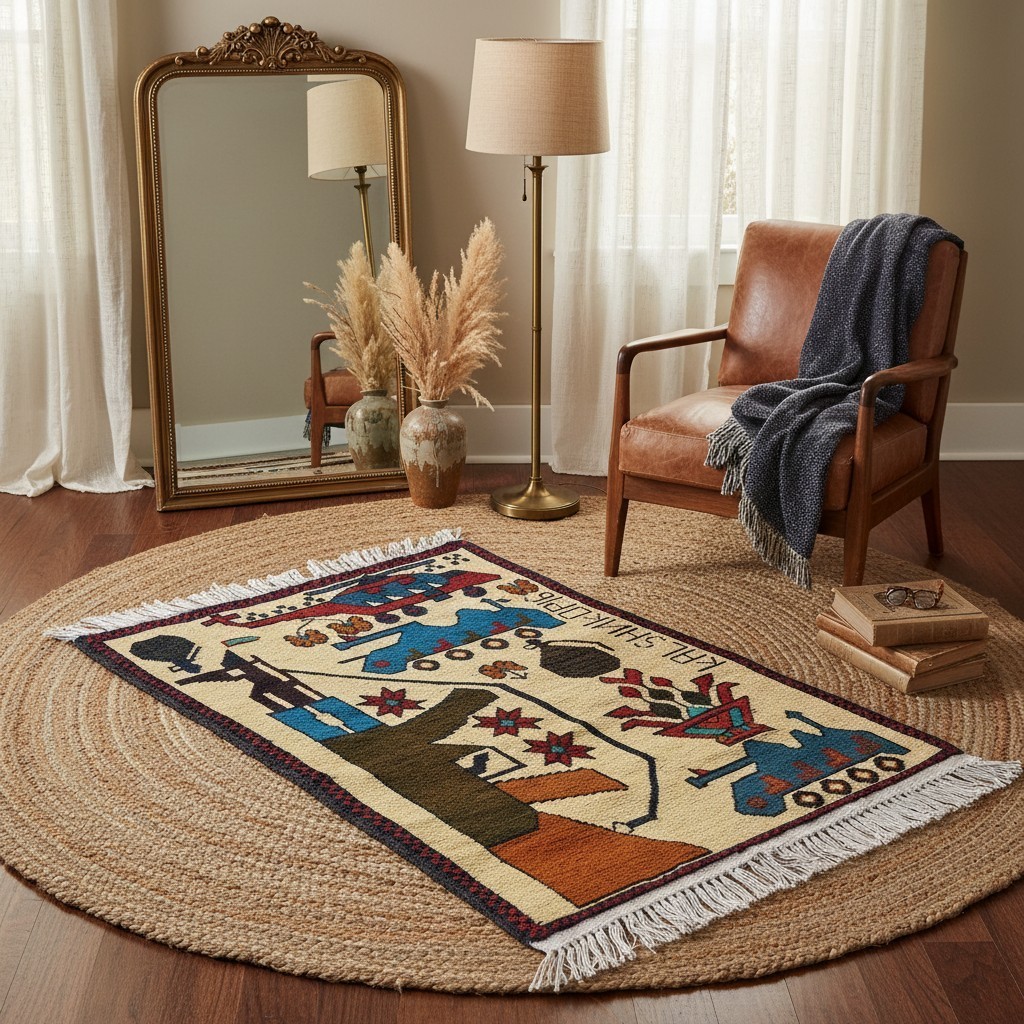 2 x 2’8 Ft Vintage Afghan War Rug – Kalashnikov Helicopter Tank Design Handmade