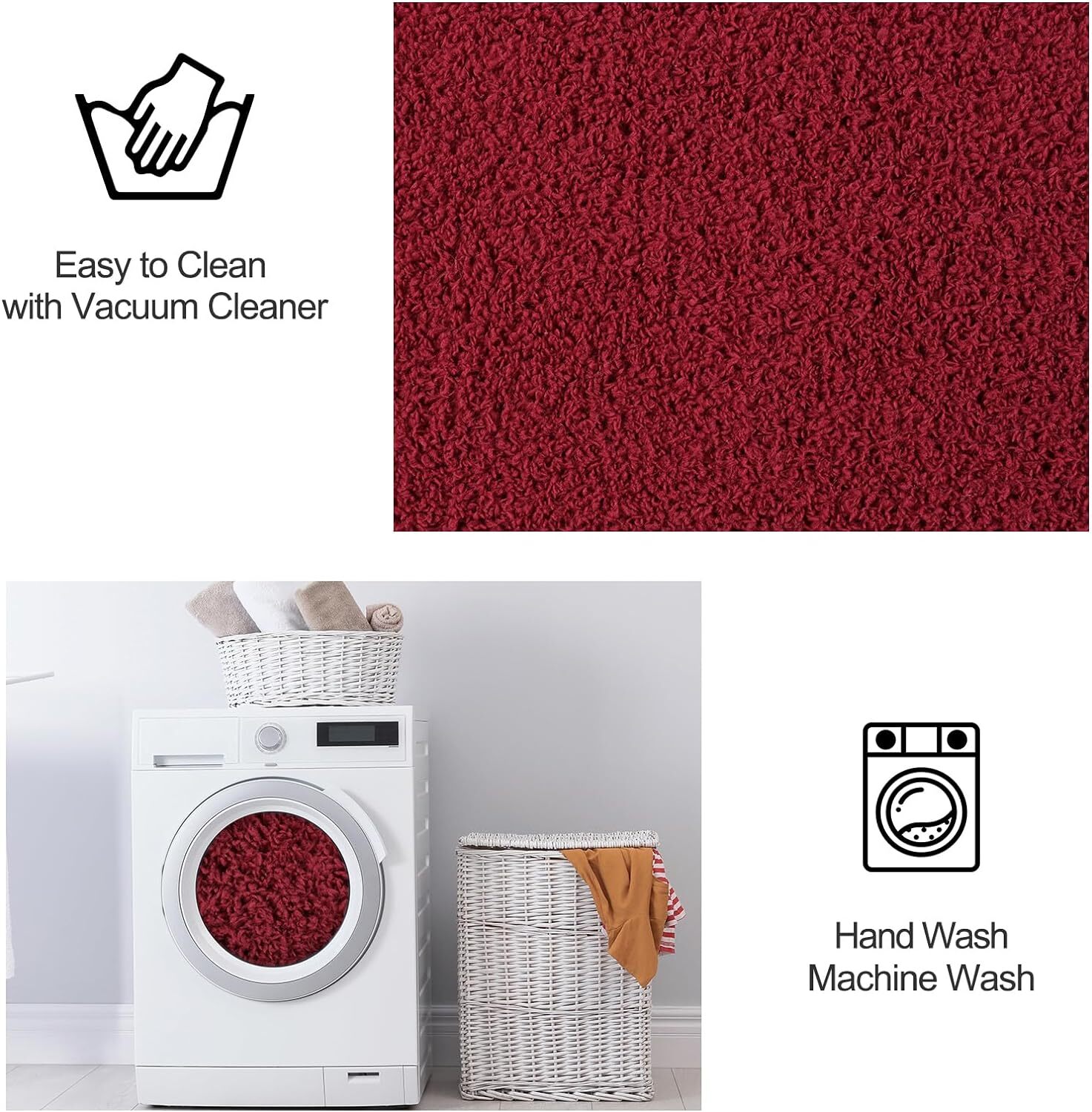 Super Soft Comfy Area Rug – Thickened Memory-Foam Indoor Carpet (4×6 ROSE RED)