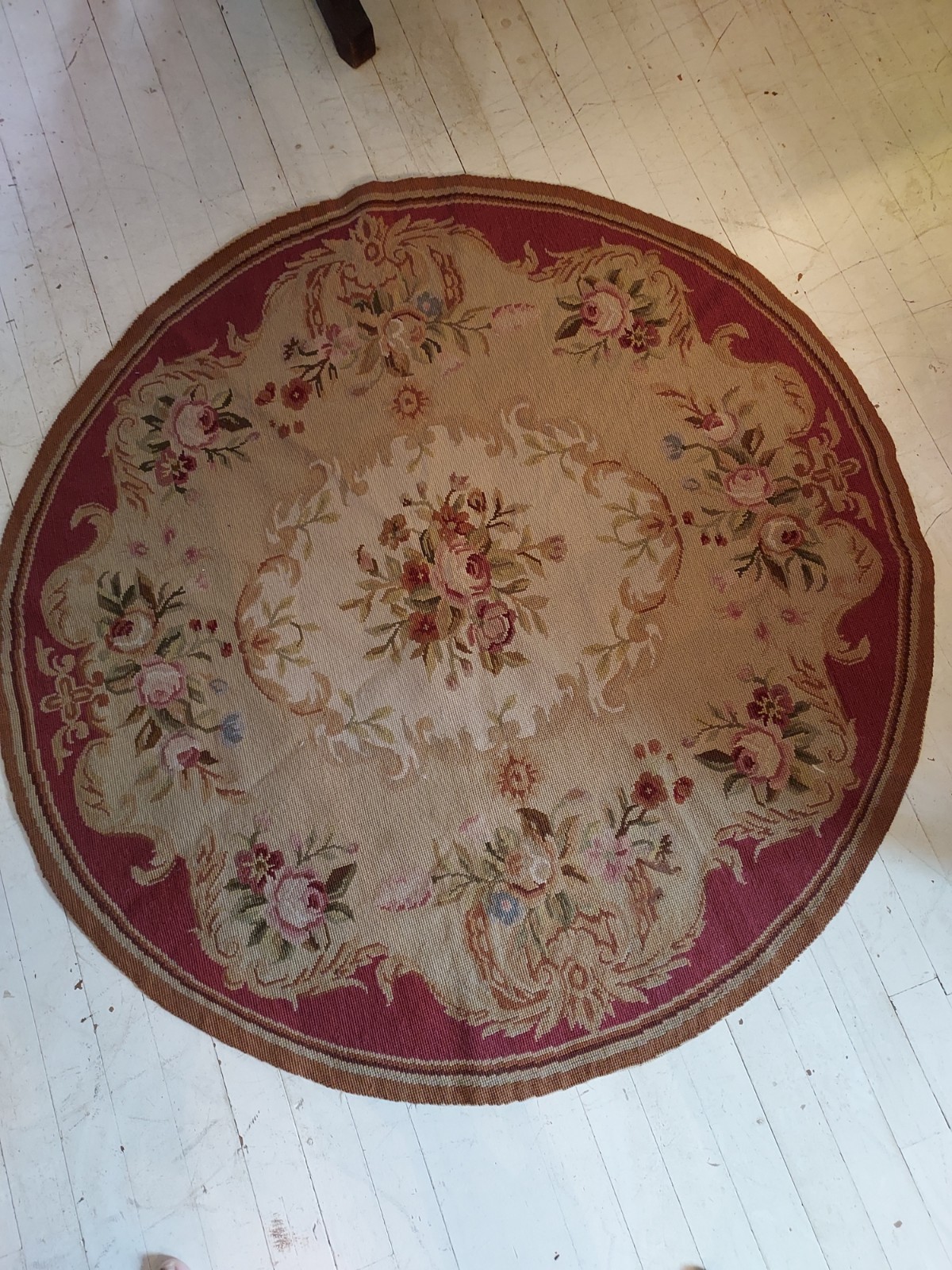 Vintage Beautiful Aubusson Needlepoint Area Rug