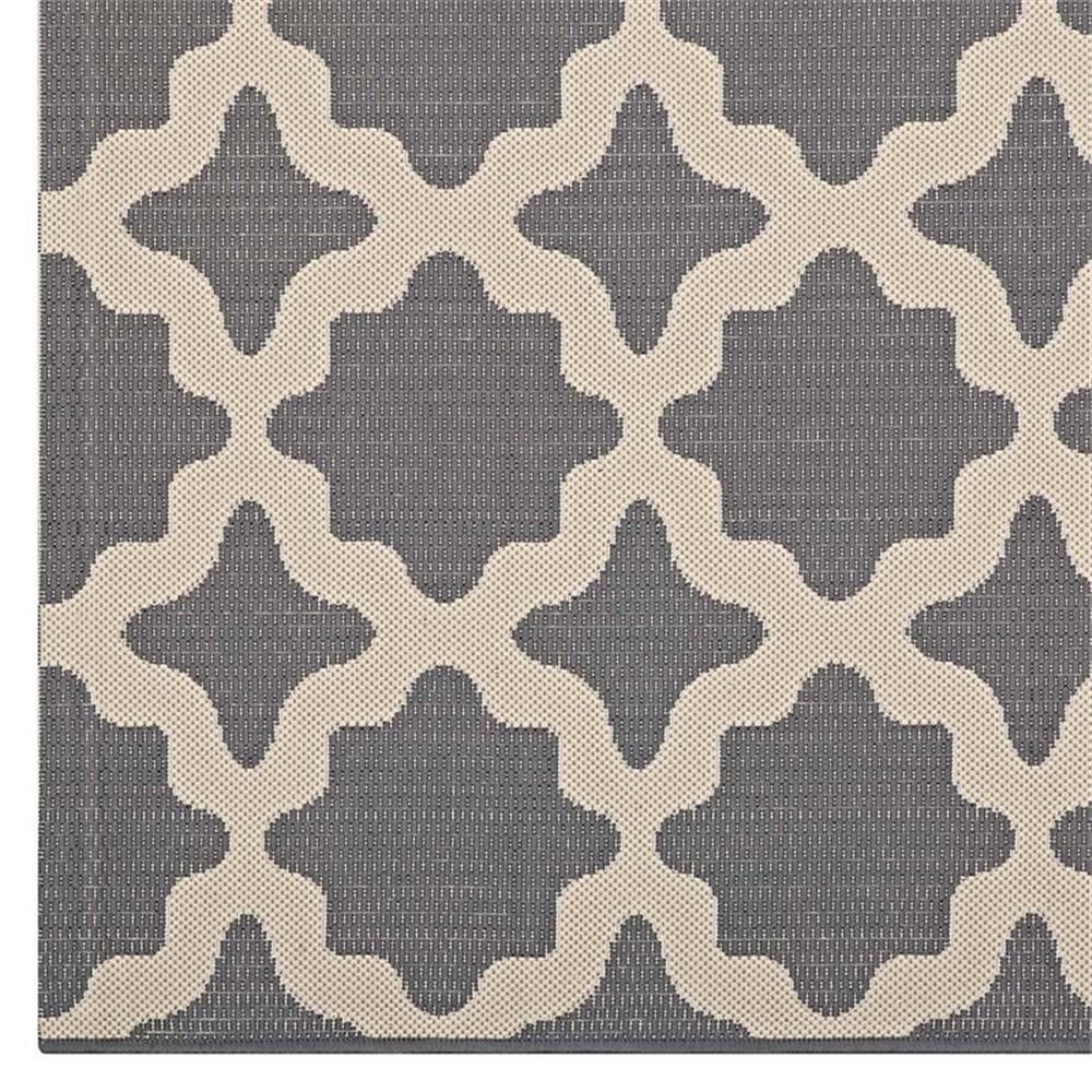 Modway Cerelia 94.5×122″ Moroccan Trellis Fabric Area Rug in Gray and Beige