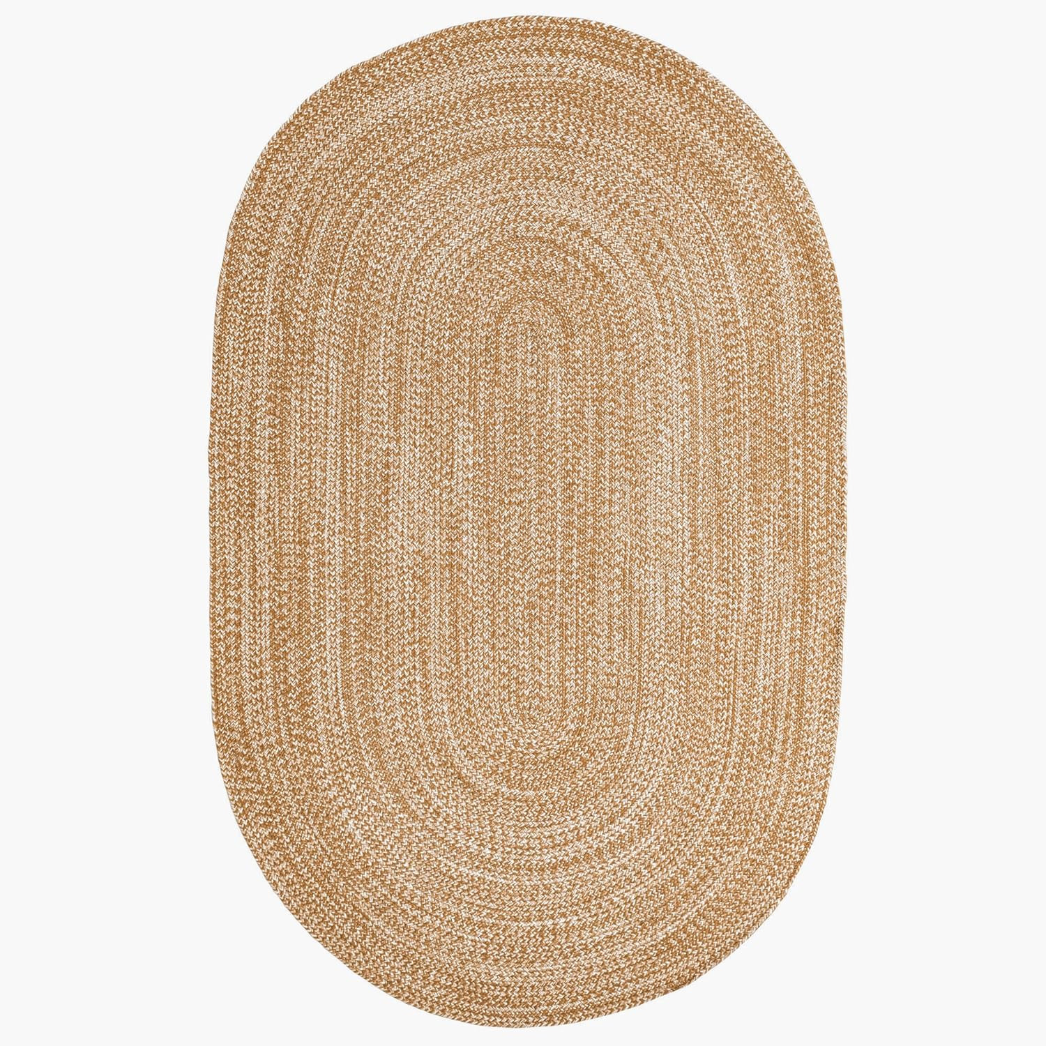 Beige Braided Rug – 3×5 Ft Indoor/Outdoor Farmhouse Entryway Decor