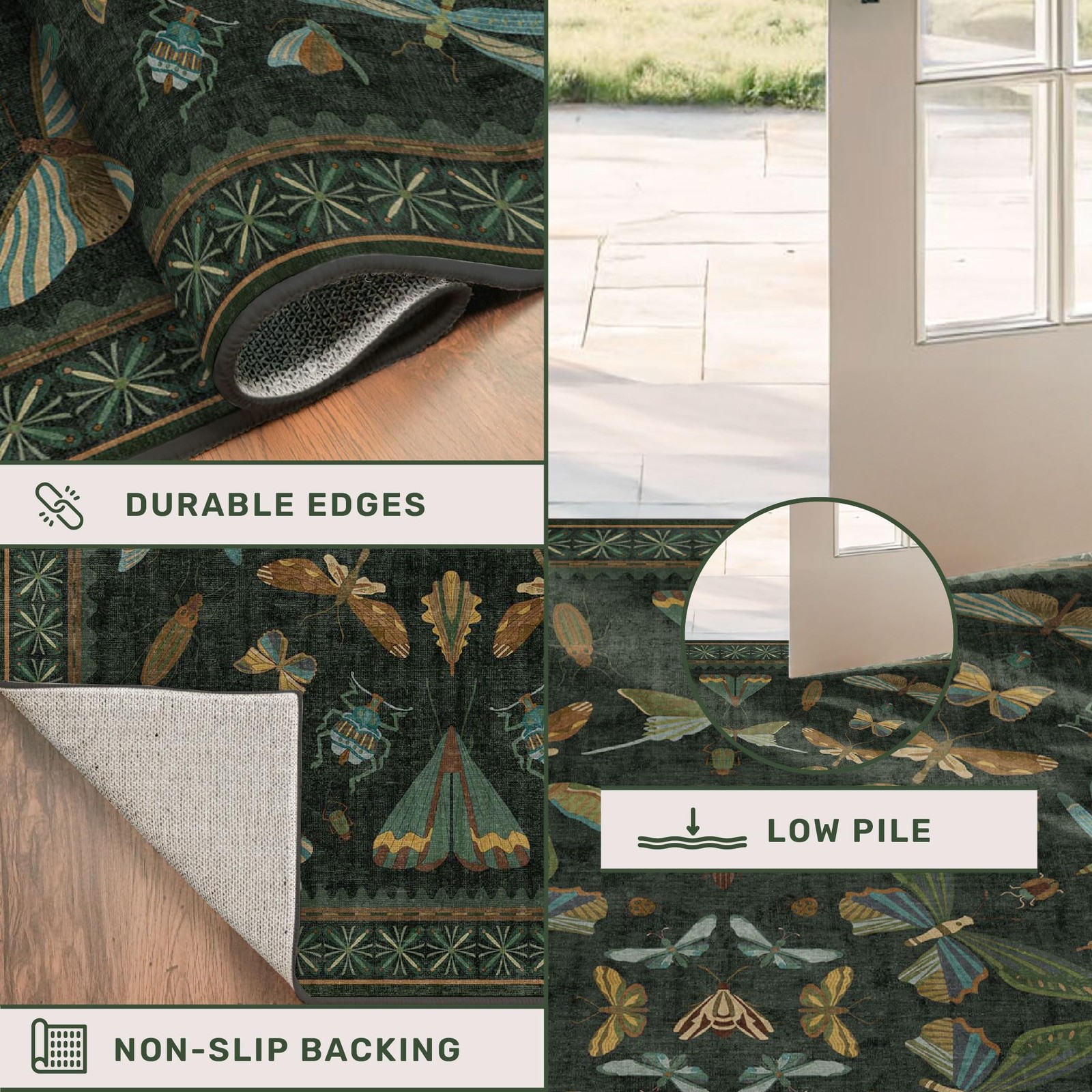 Washable Insect 2×6 Runner Rug for Hallway- Stain Resistant Kitchen Runners, …