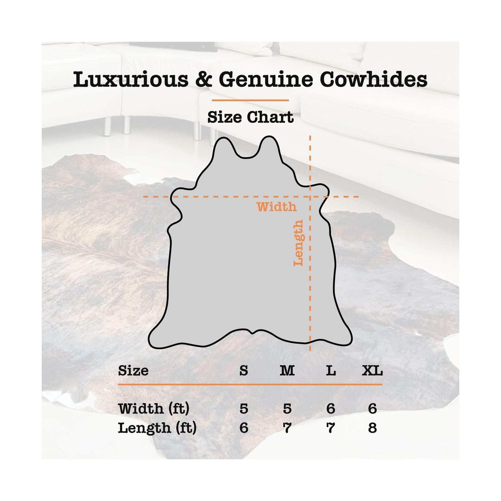 Genuine Cowhide Rug – Natural Leather Hide Rugs for Living Room & Area Rug fo…