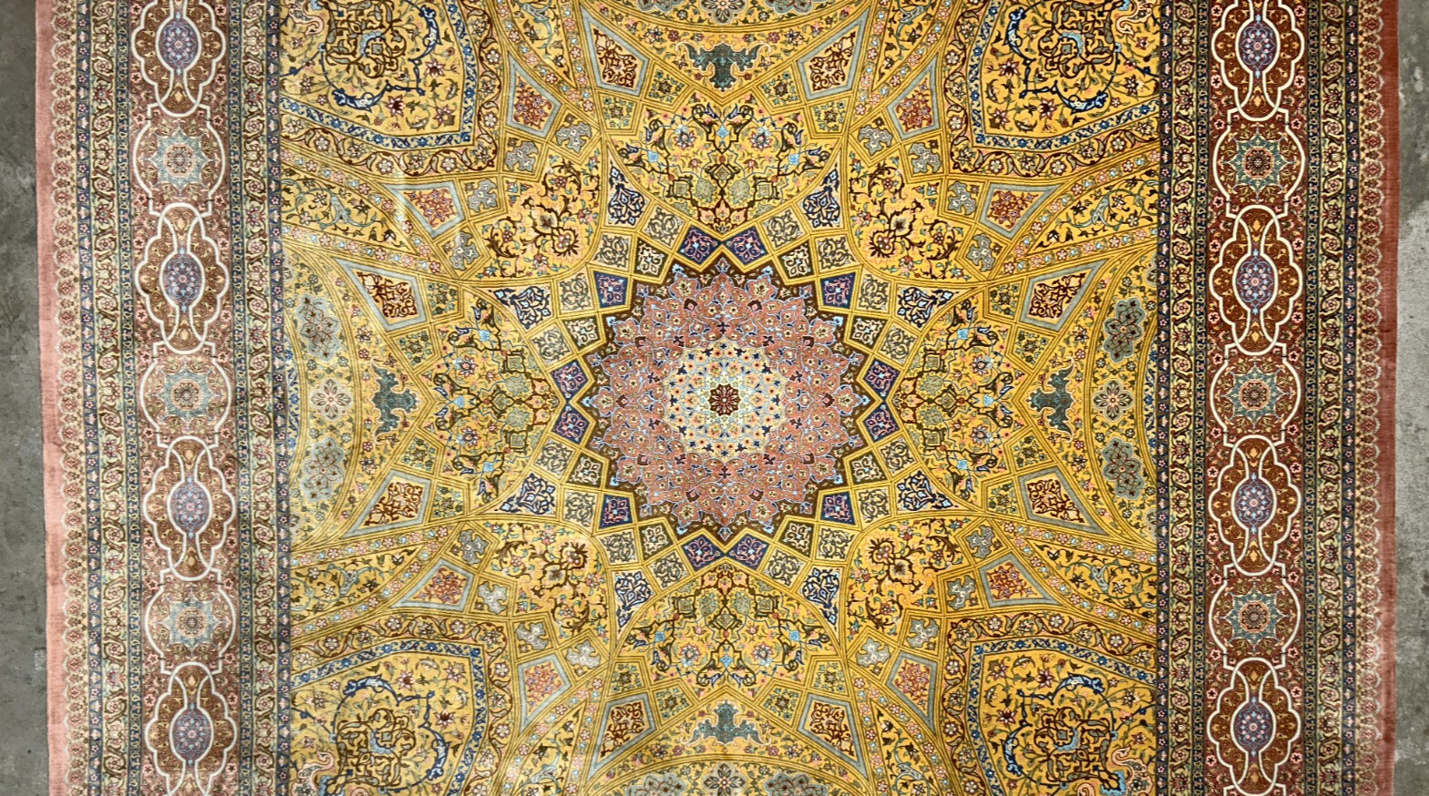 9’8″x12’11” Exquisite Signed Hand-Knotted 100% Silk Qume Rug