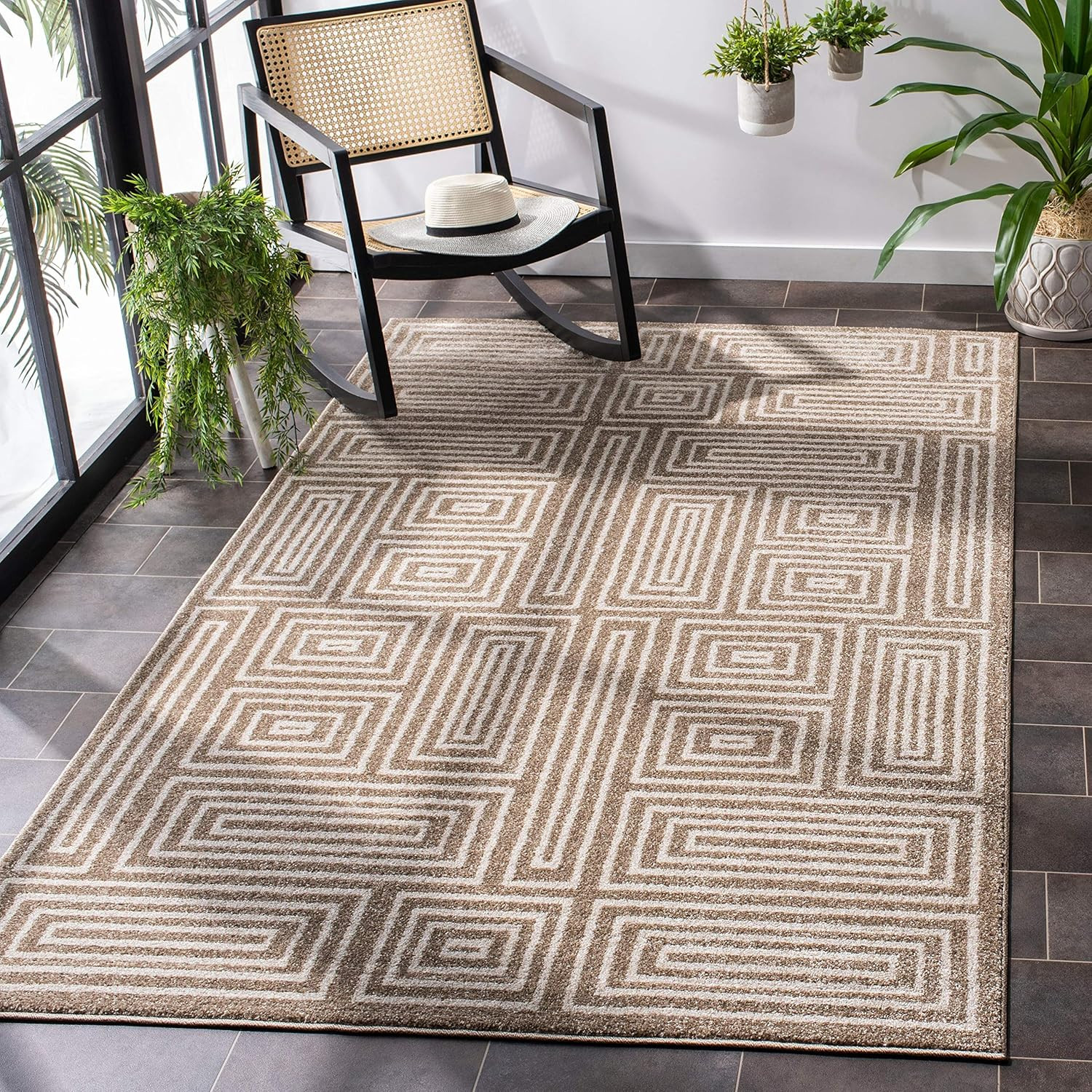 Amherst 9′ x 12′ Area Rug – Wheat & Beige, Mid-Century Modern, Easy Care