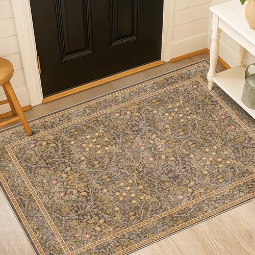 Vintage Brown 4×6 Area Rugs for Large Entryway, Bedroom Beside Rug, Kitchen,