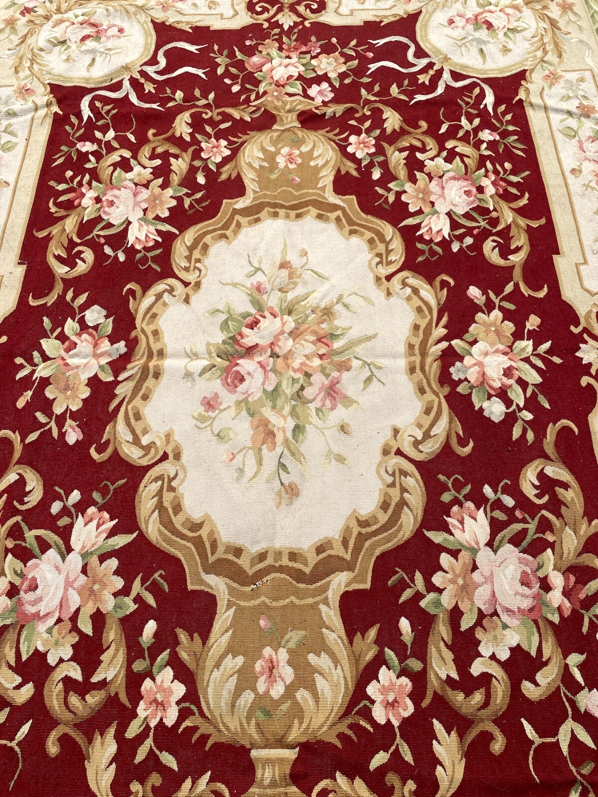 Handmade Pierpoint Tapestry/Area Rug w/ Roses, 108″L x 72″W